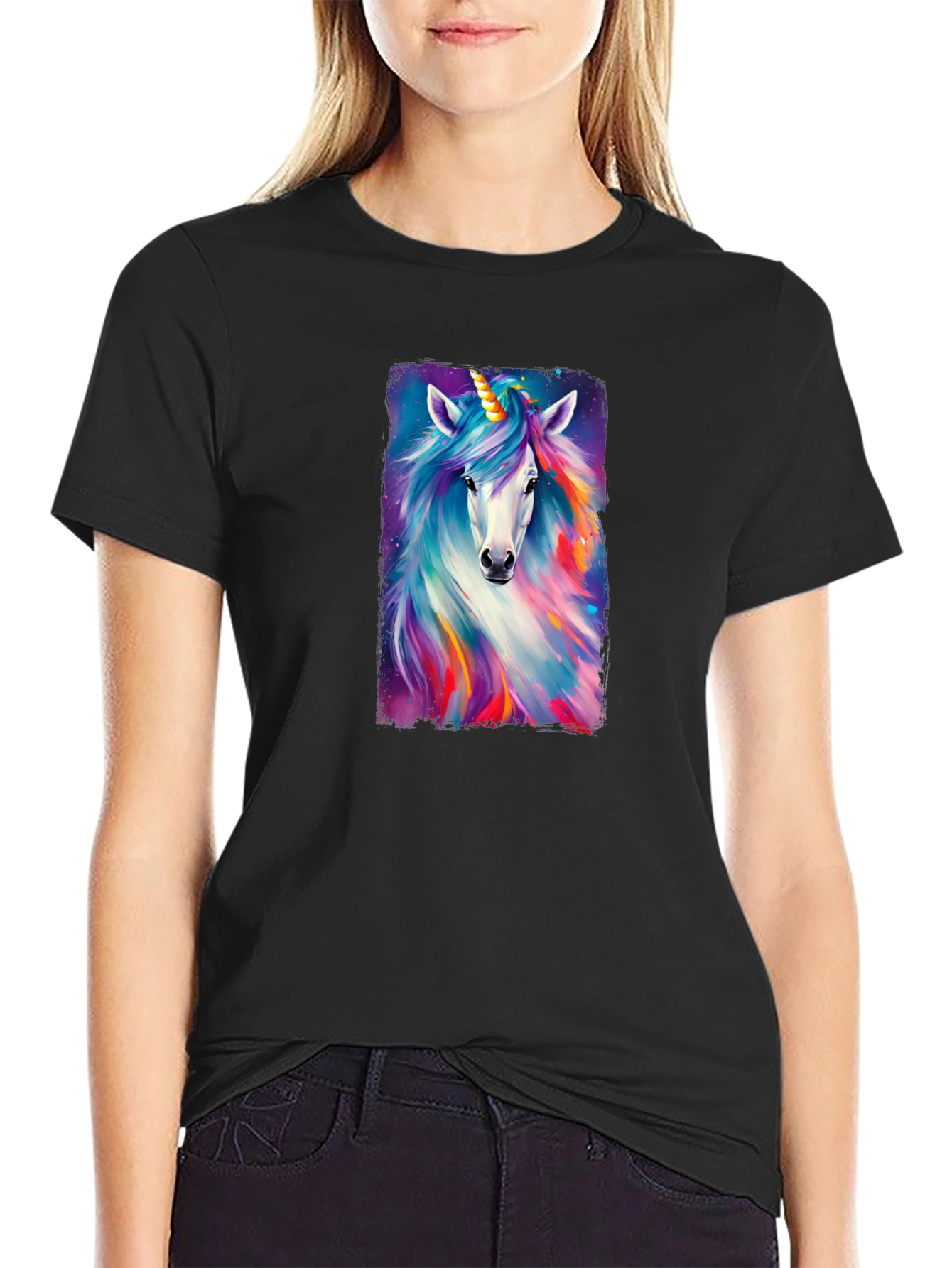 Unicorn Graphic Black T-Shirt