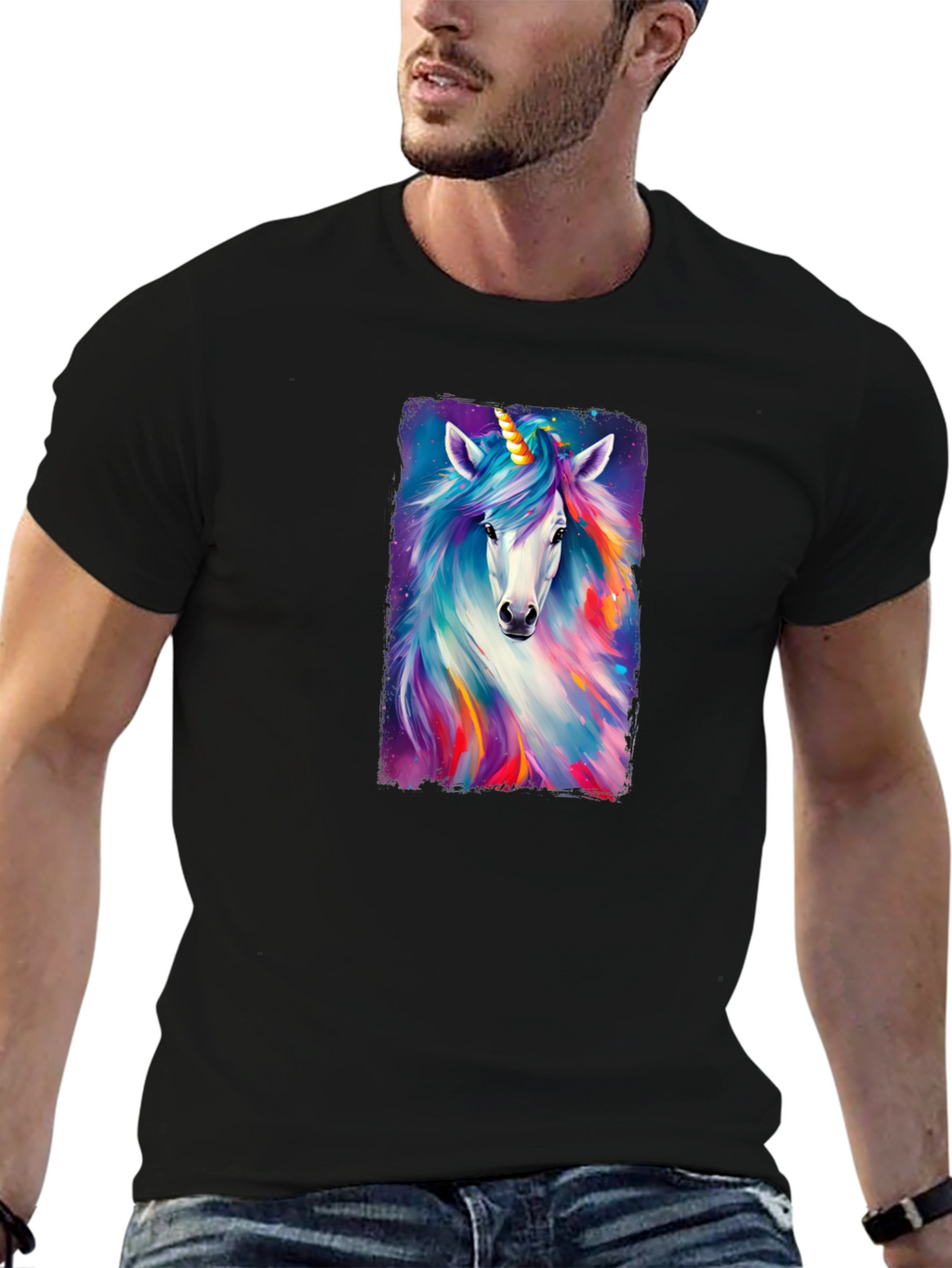 Unicorn Graphic Black T-Shirt