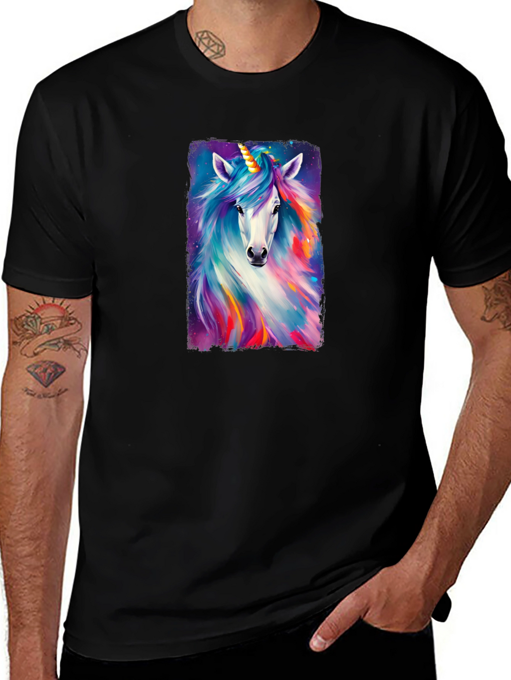 Unicorn Graphic Black T-Shirt