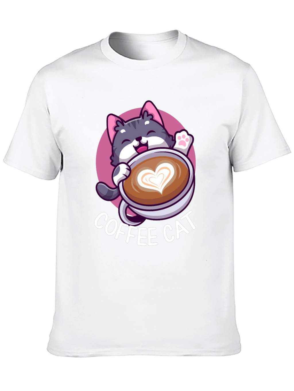 Coffee Cat Graphic Tee - Black Cotton T-Shirt