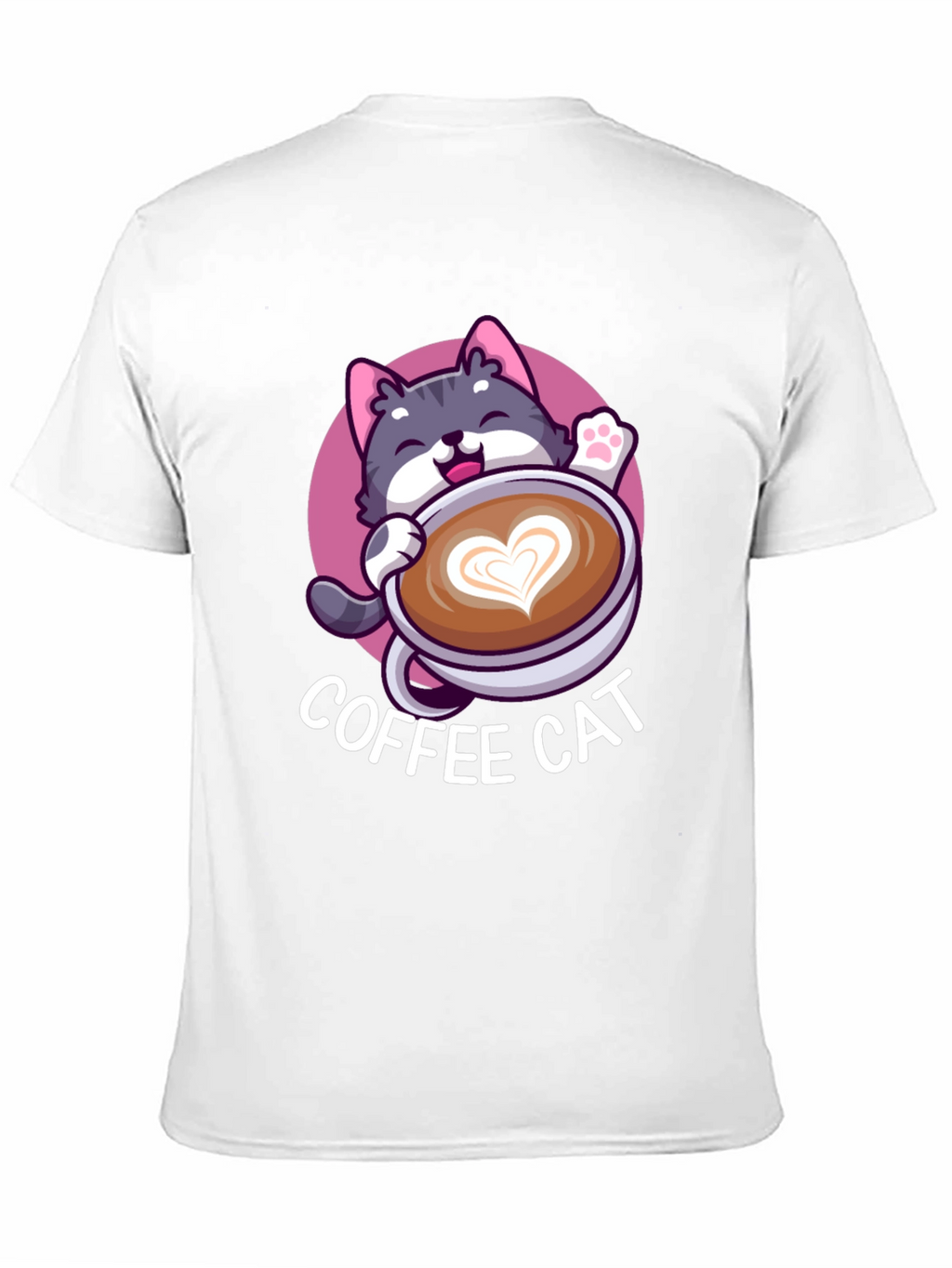 Coffee Cat Graphic Tee - Black Cotton T-Shirt