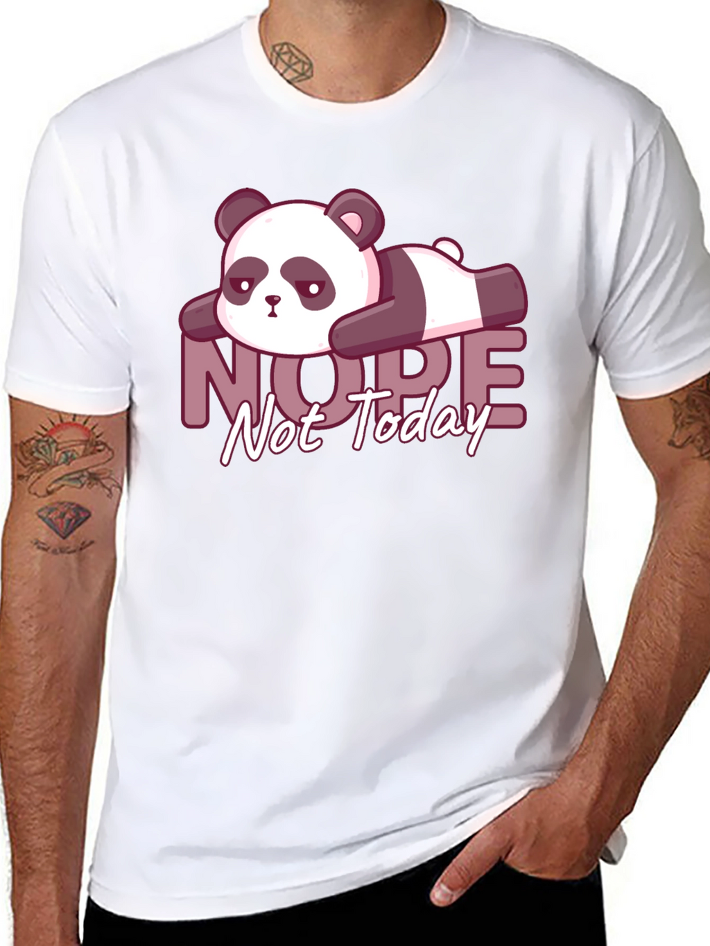 Nope Not Today Lazy Panda Graphic Tee - Black