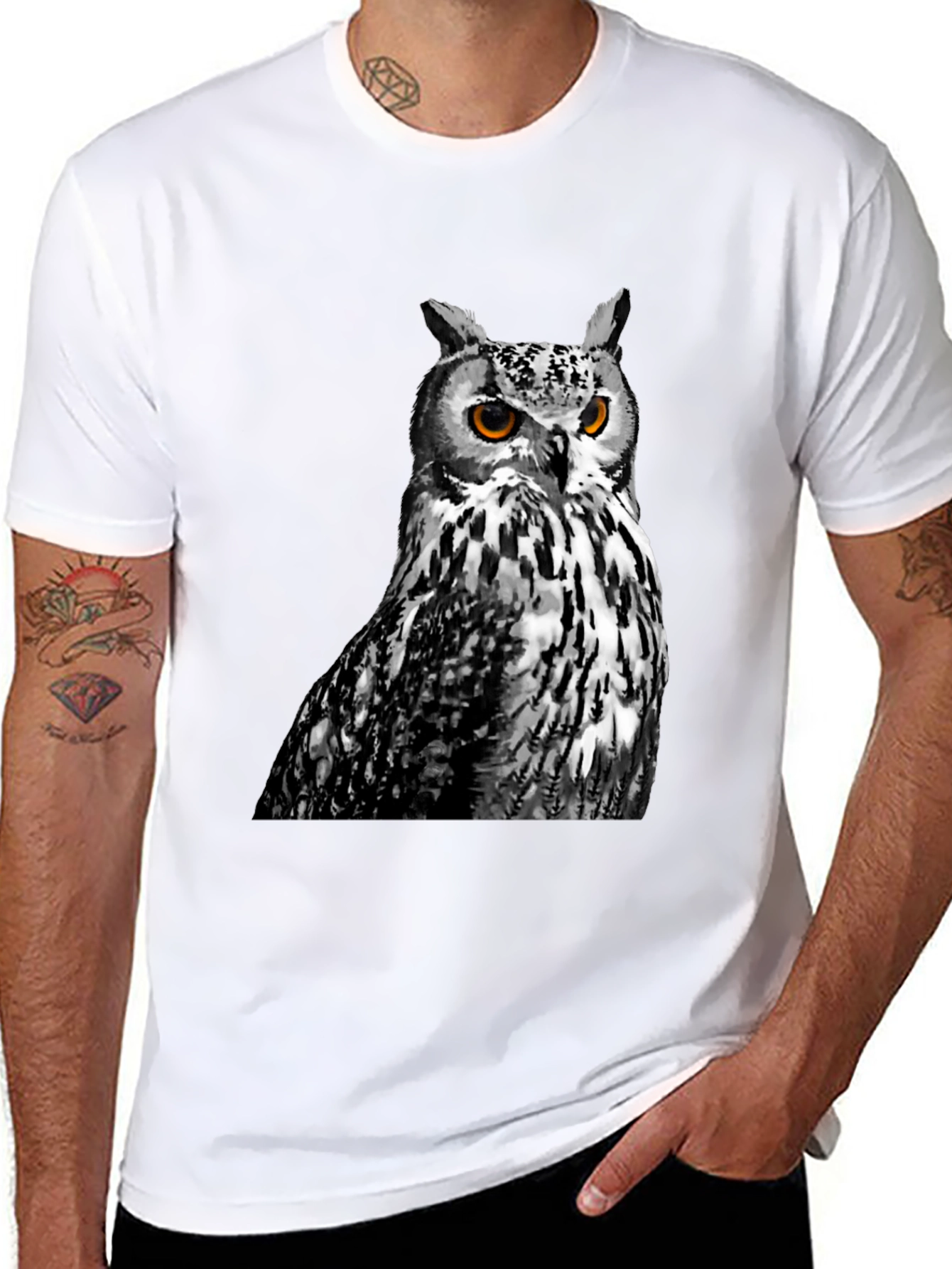 Owl Graphic Print Crew Neck T-Shirt