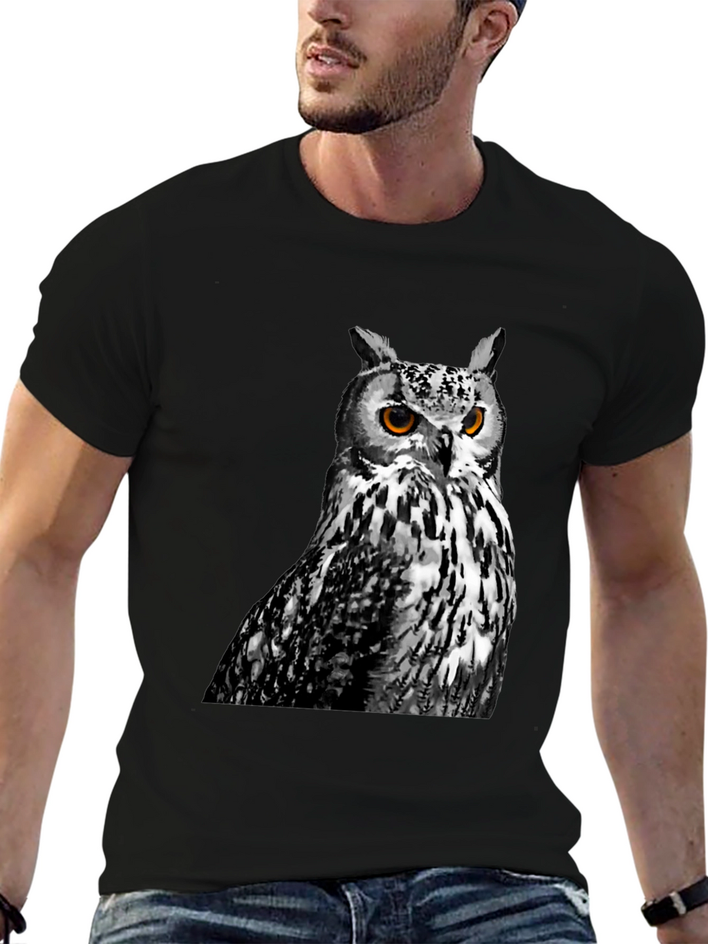 Owl Graphic Print Crew Neck T-Shirt