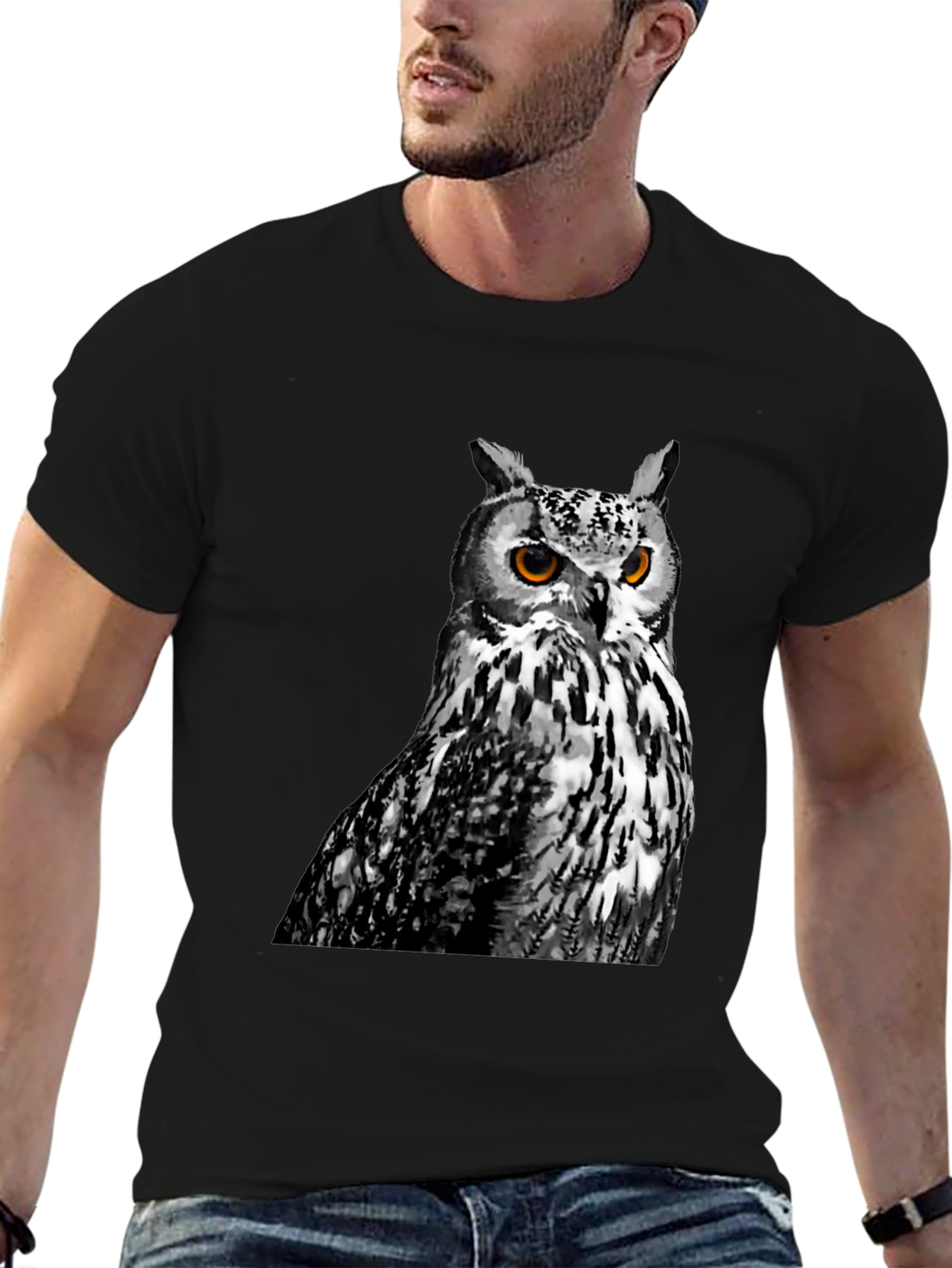 Owl Graphic Print Crew Neck T-Shirt