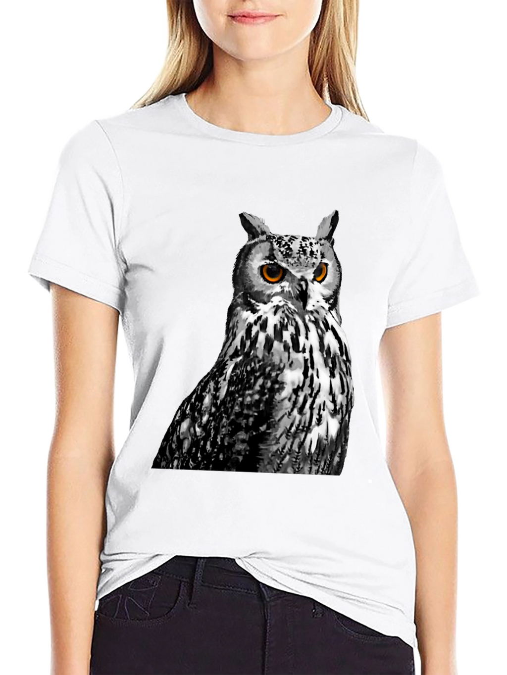 Owl Graphic Print Crew Neck T-Shirt