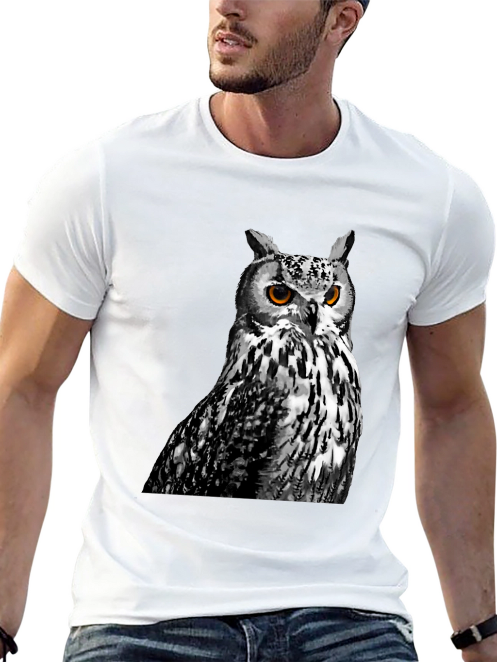 Owl Graphic Print Crew Neck T-Shirt