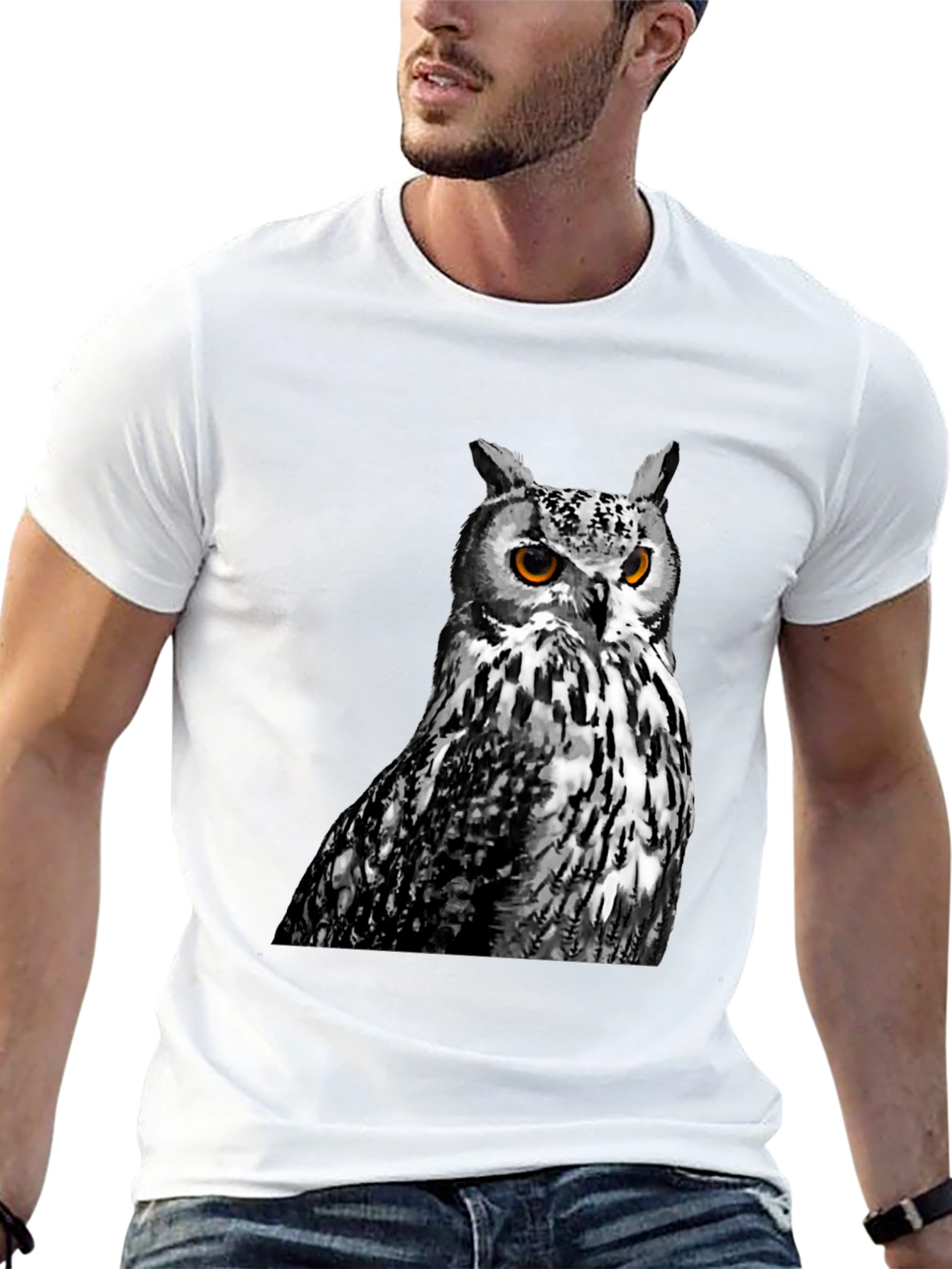 Owl Graphic Print Crew Neck T-Shirt