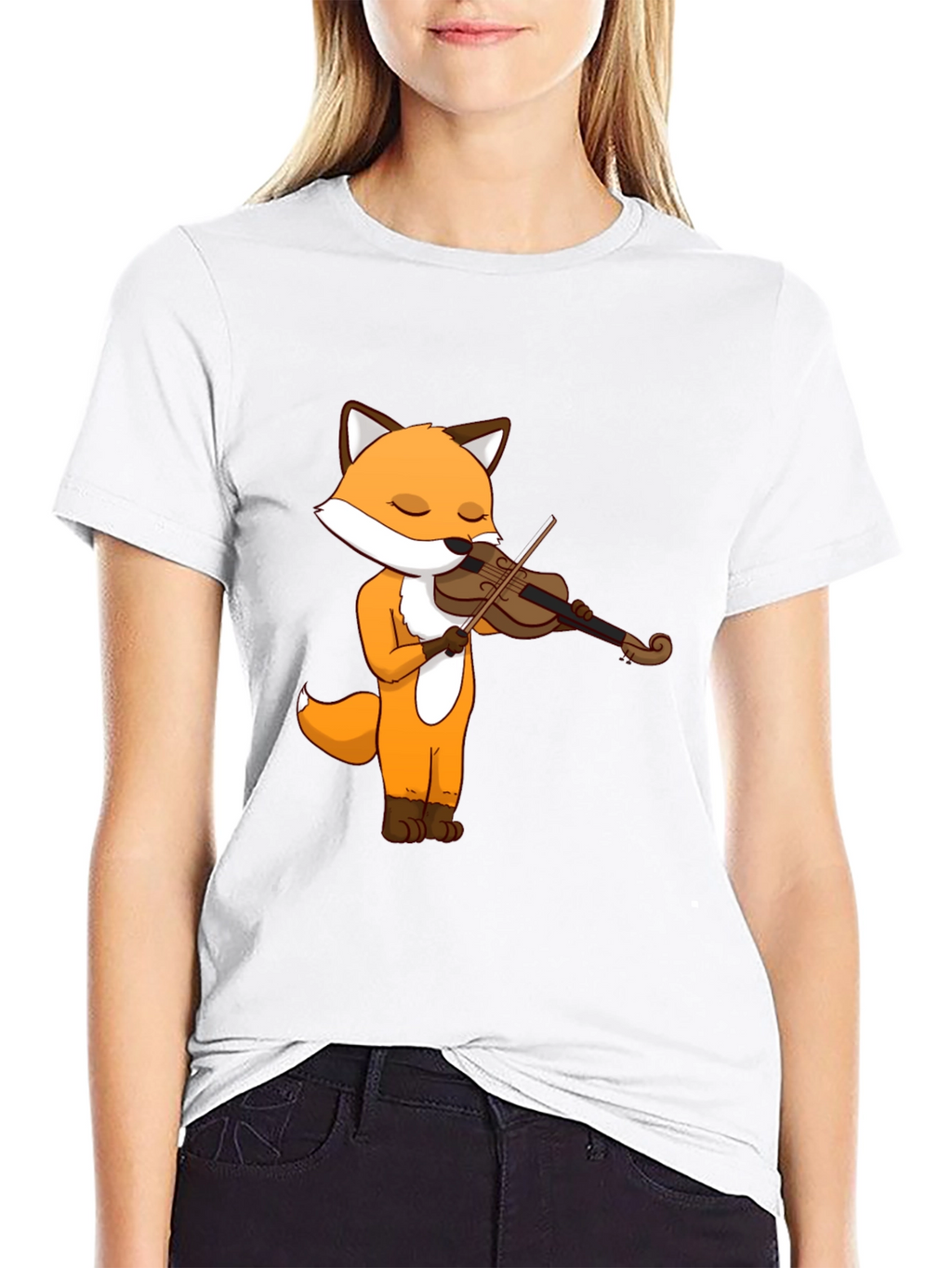 Fox Violinist Graphic Tee - Unisex Cotton T-Shirt