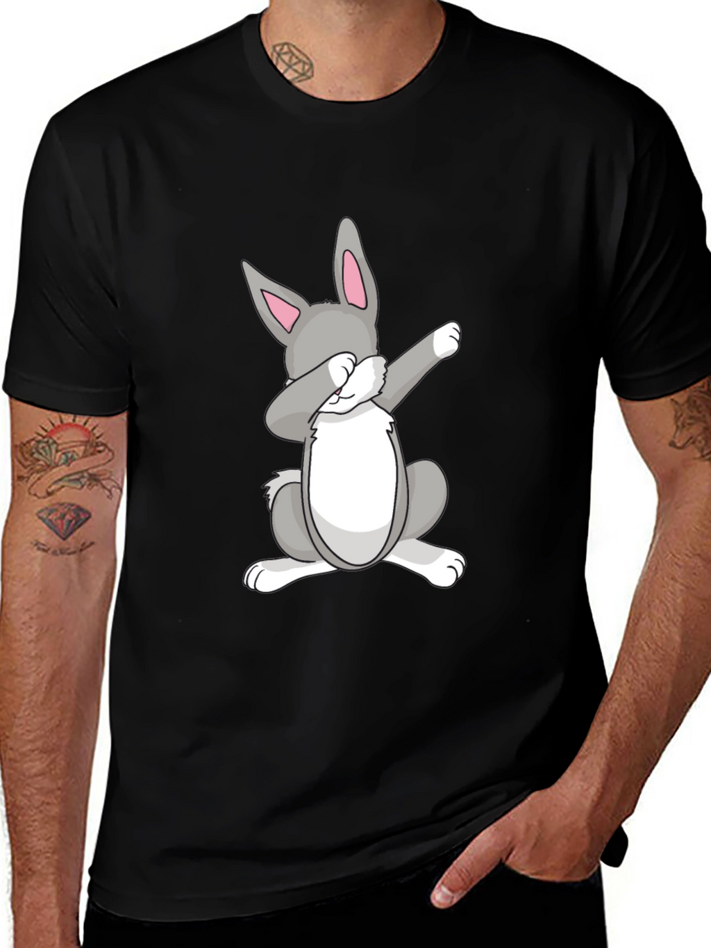 Dabbing Easter Bunny Black T-Shirt