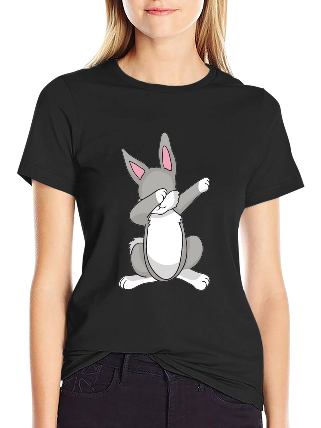 Dabbing Easter Bunny Black T-Shirt
