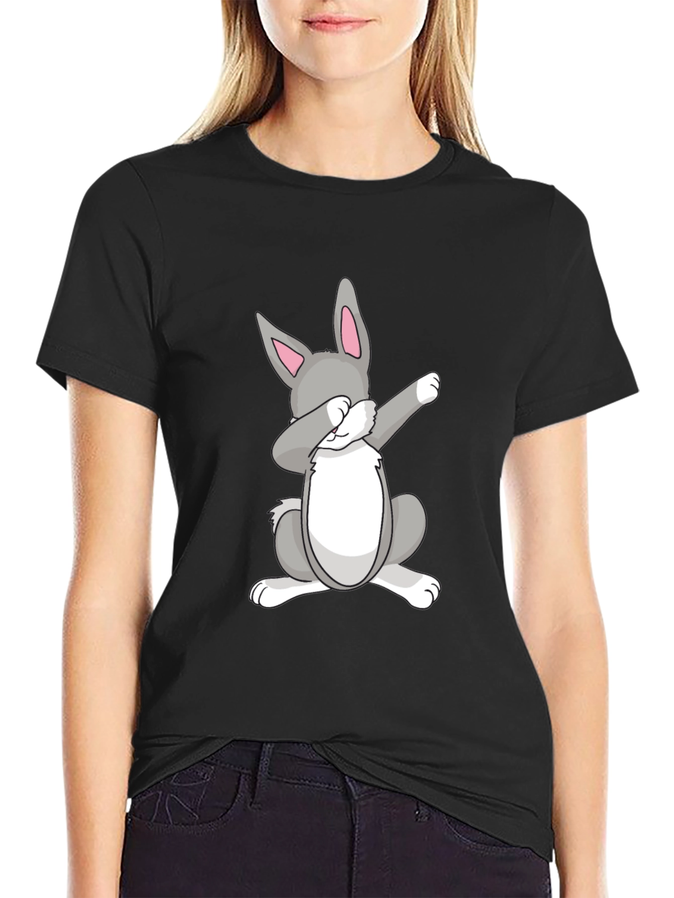 Dabbing Easter Bunny Black T-Shirt