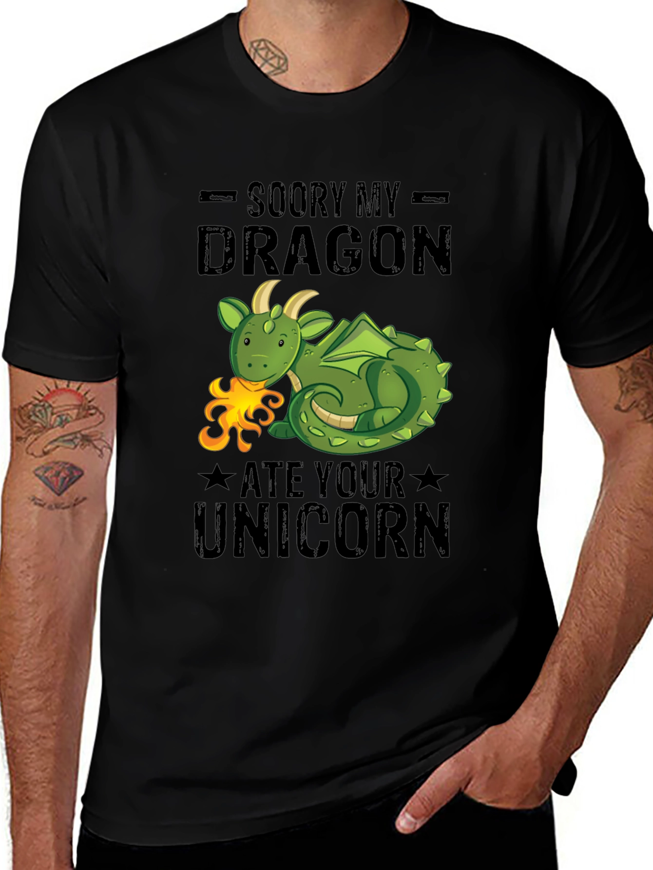 Funny Dragon Ate Your Unicorn Graphic Tee