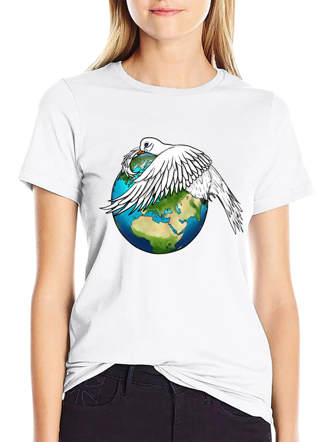 Peace Dove on Earth Graphic Tee - Black