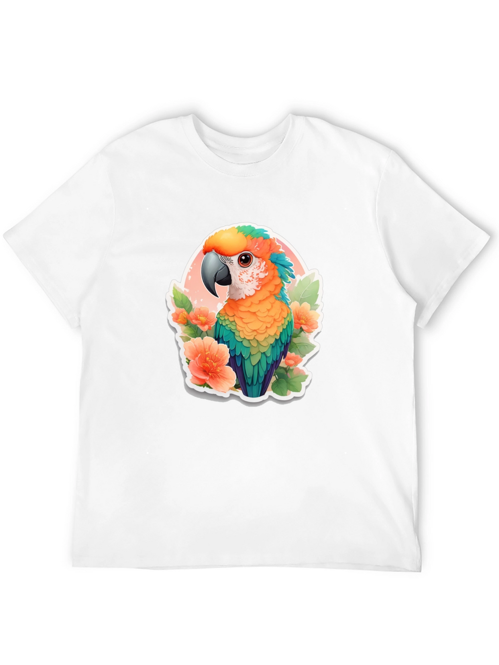 Tropical Parrot Graphic Tee - Mens Black T-Shirt