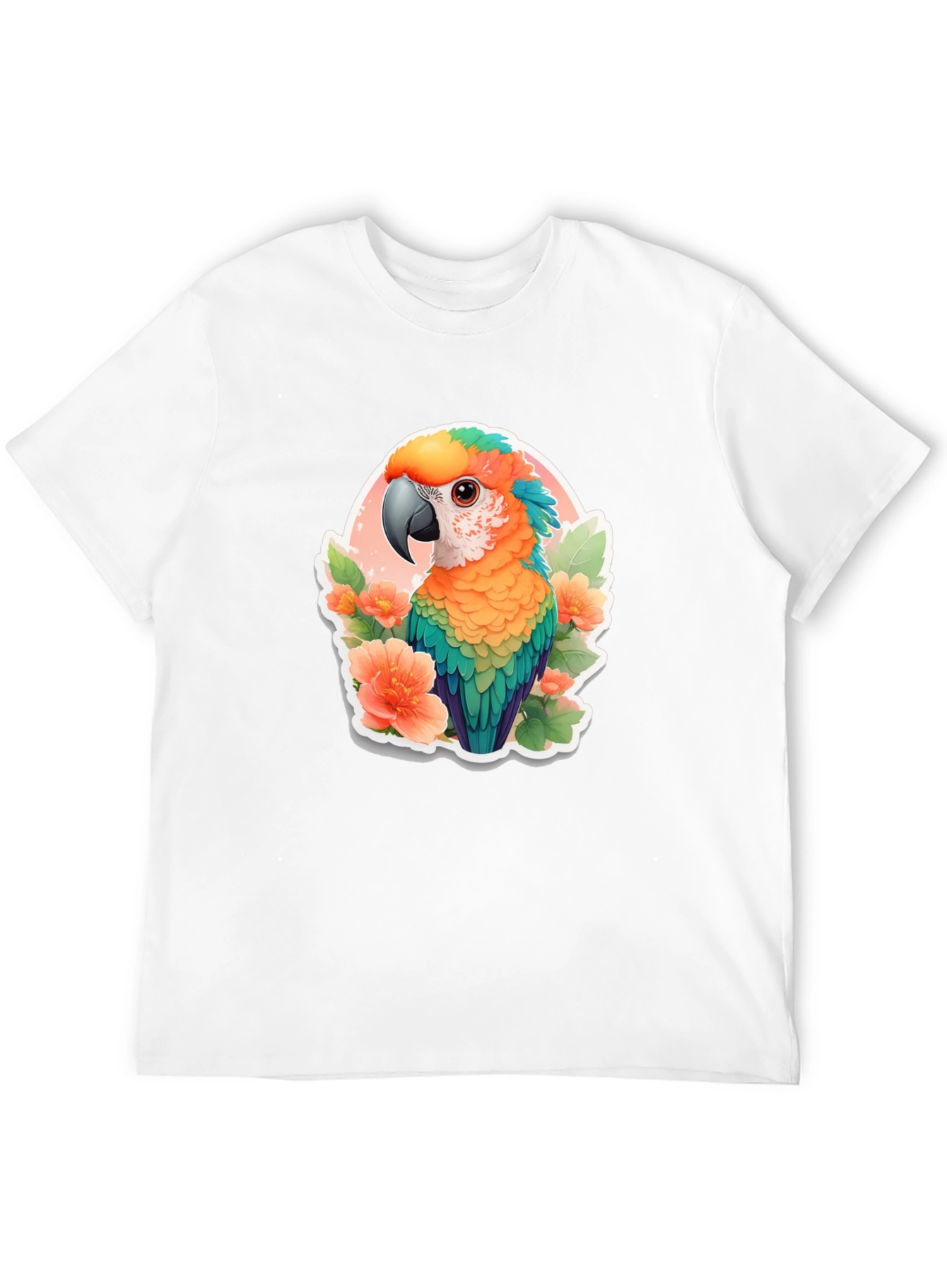 Tropical Parrot Graphic Tee - Mens Black T-Shirt