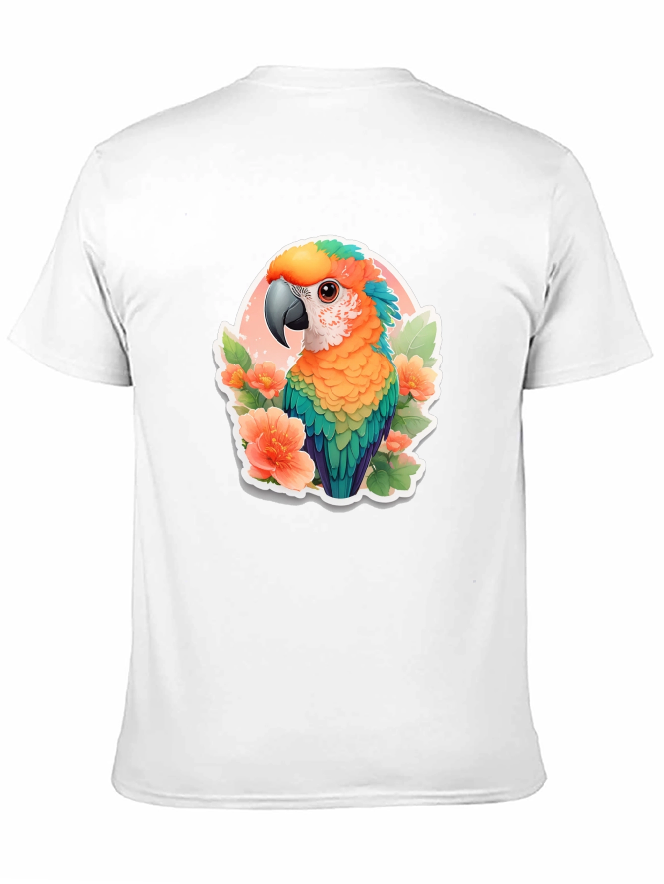 Tropical Parrot Graphic Tee - Mens Black T-Shirt