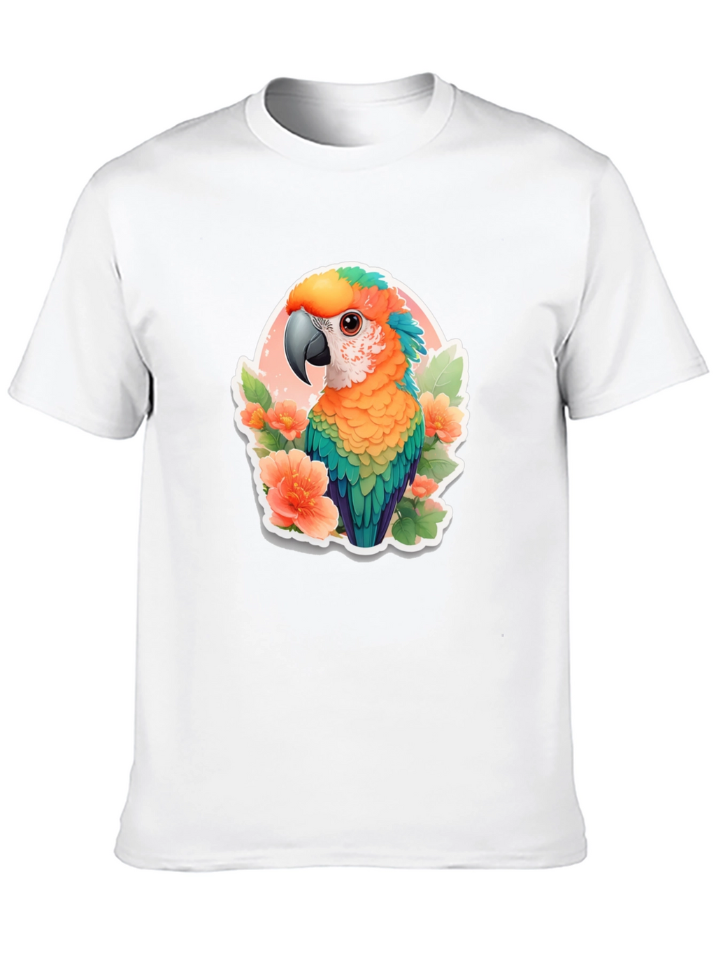 Tropical Parrot Graphic Tee - Mens Black T-Shirt
