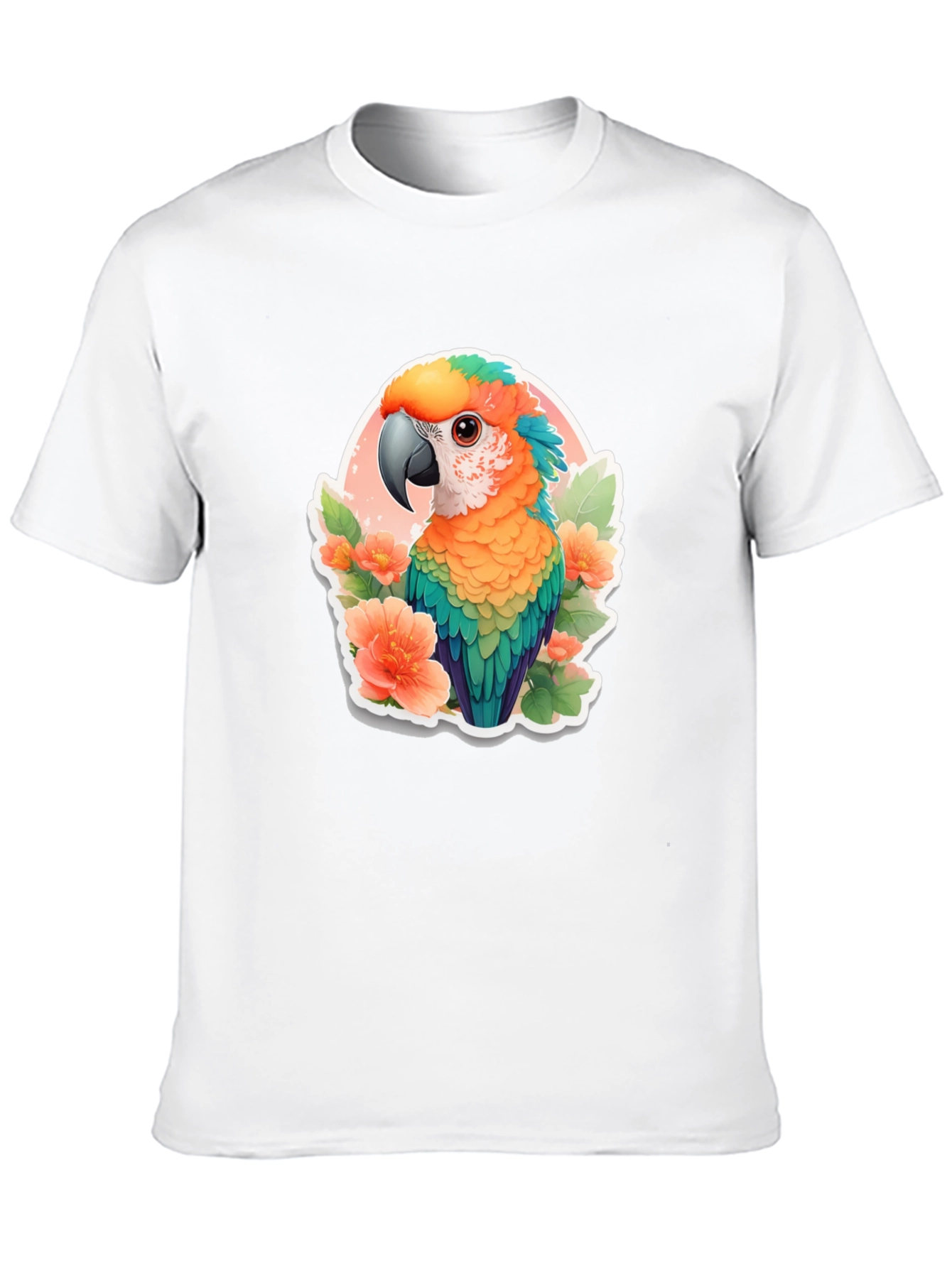 Tropical Parrot Graphic Tee - Mens Black T-Shirt