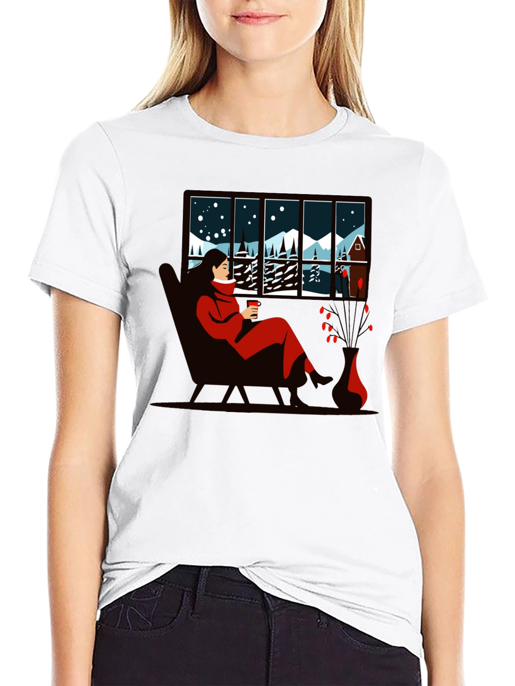Winter Scene Graphic Tee - Cozy Cabin Comfort