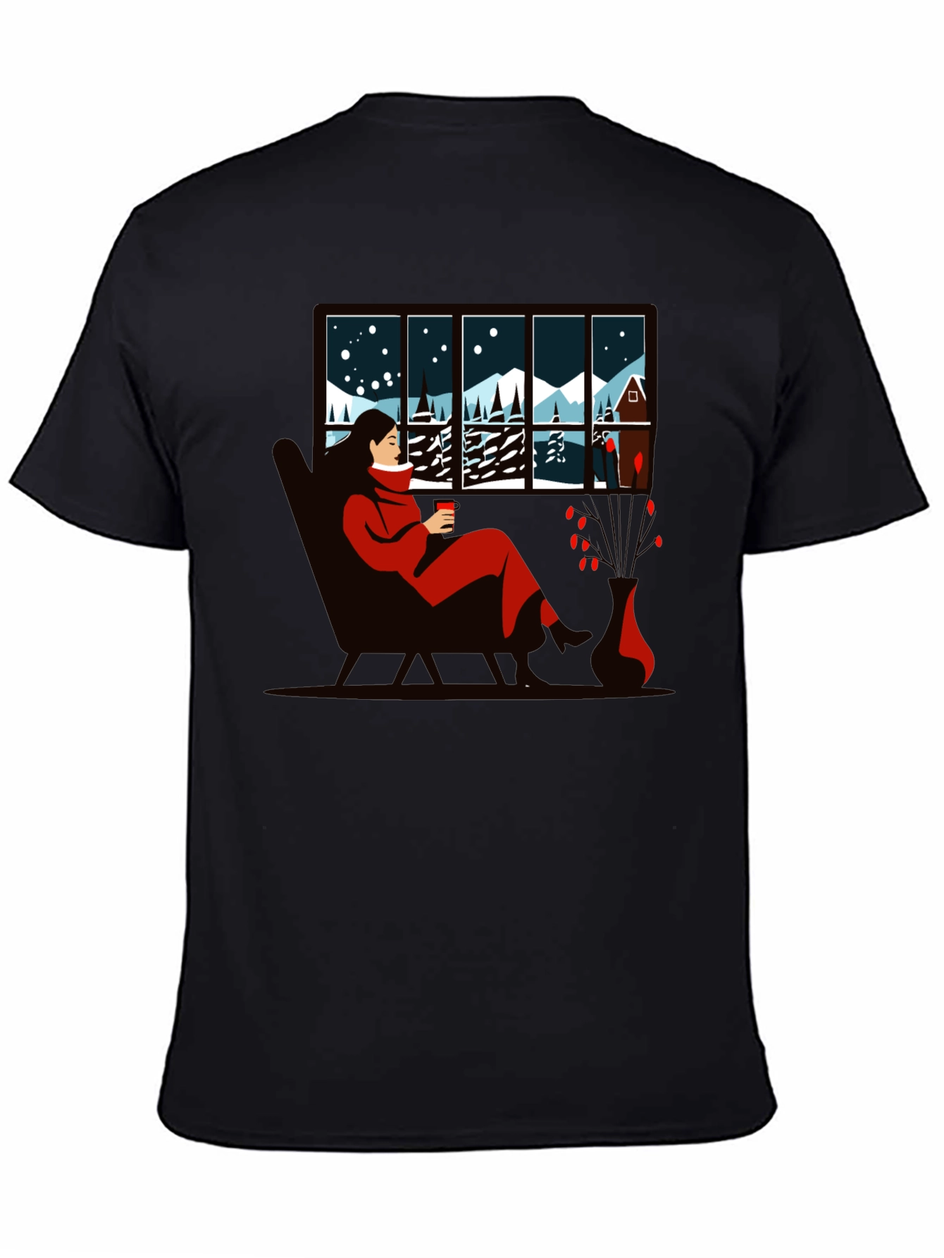 Winter Scene Graphic Tee - Cozy Cabin Comfort