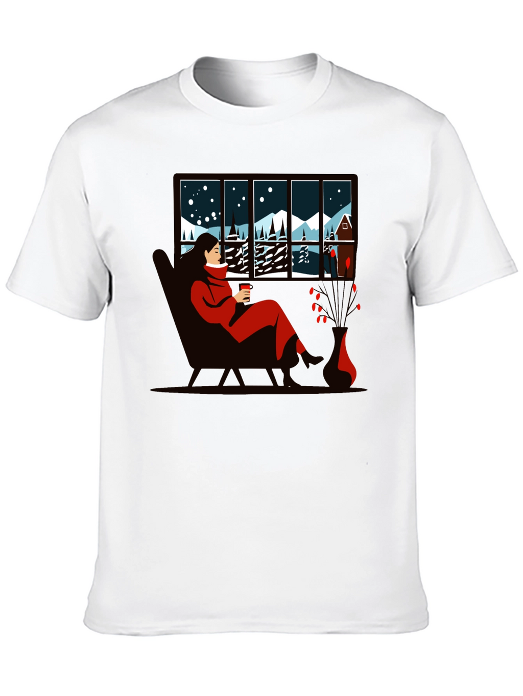 Winter Scene Graphic Tee - Cozy Cabin Comfort