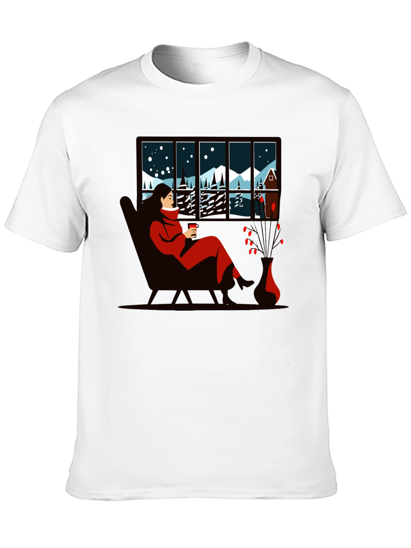 Winter Scene Graphic Tee - Cozy Cabin Comfort