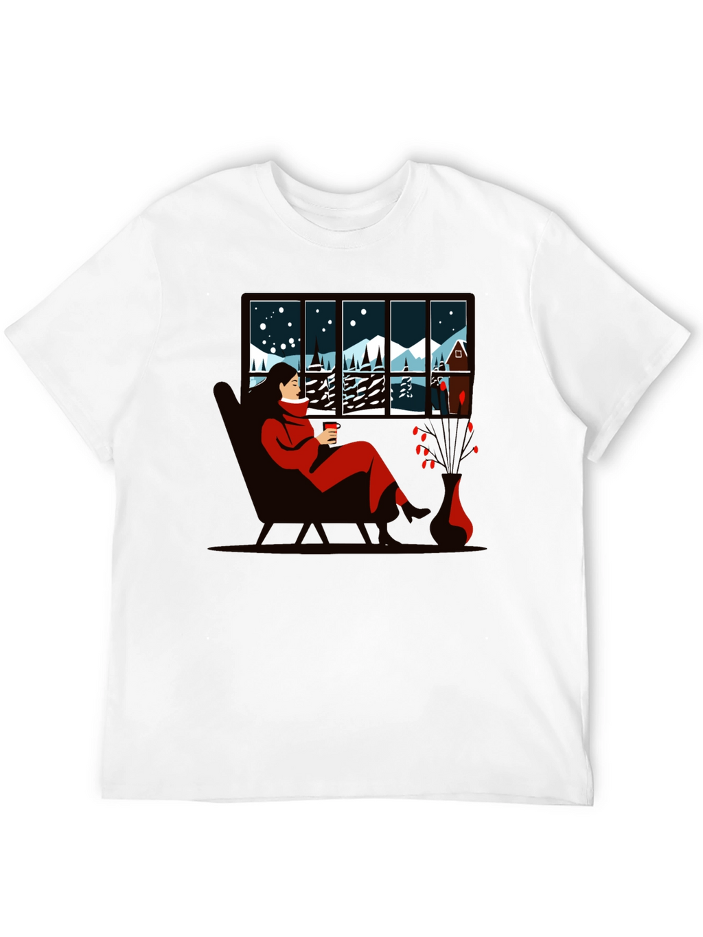 Winter Scene Graphic Tee - Cozy Cabin Comfort