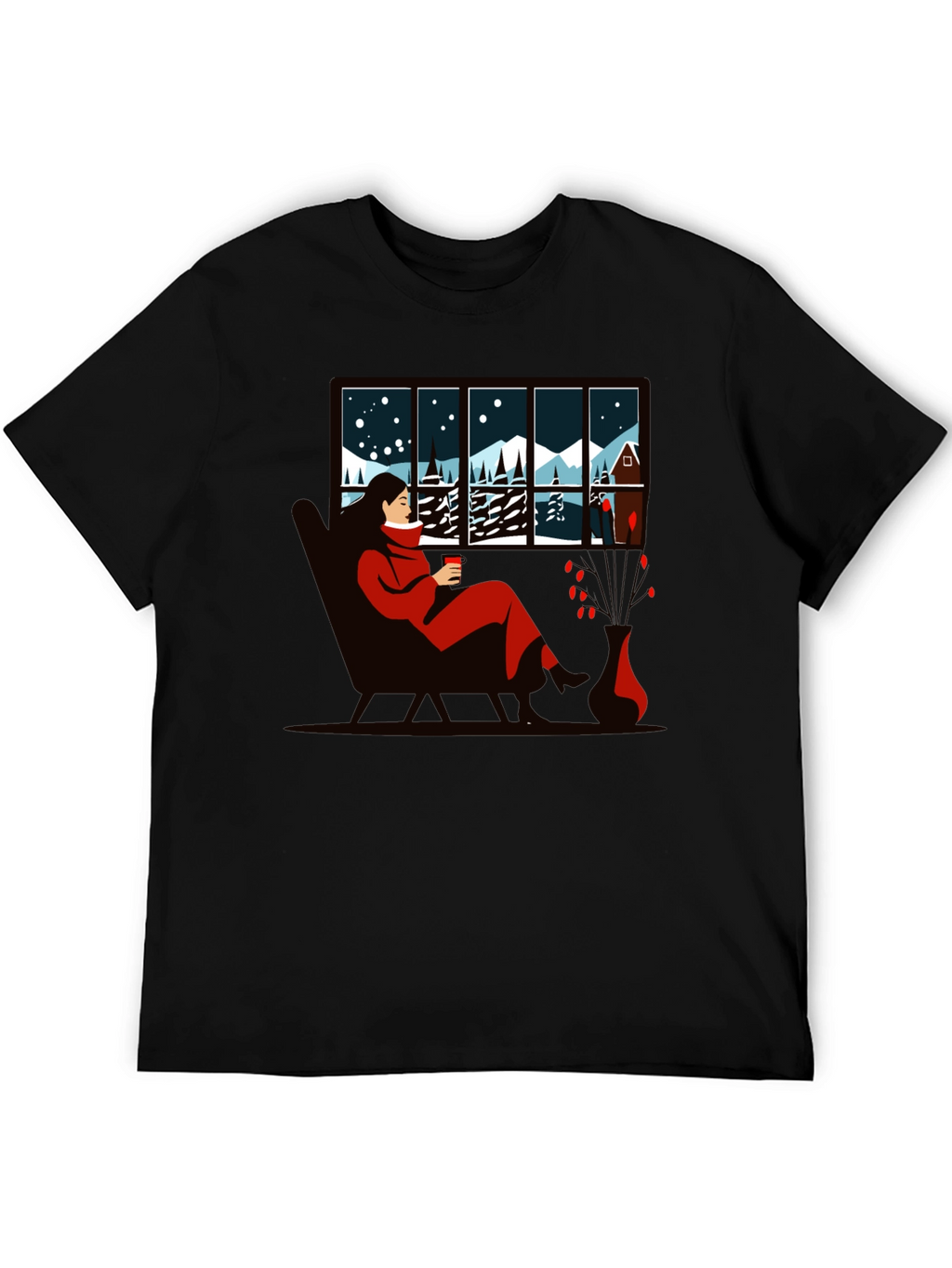Winter Scene Graphic Tee - Cozy Cabin Comfort
