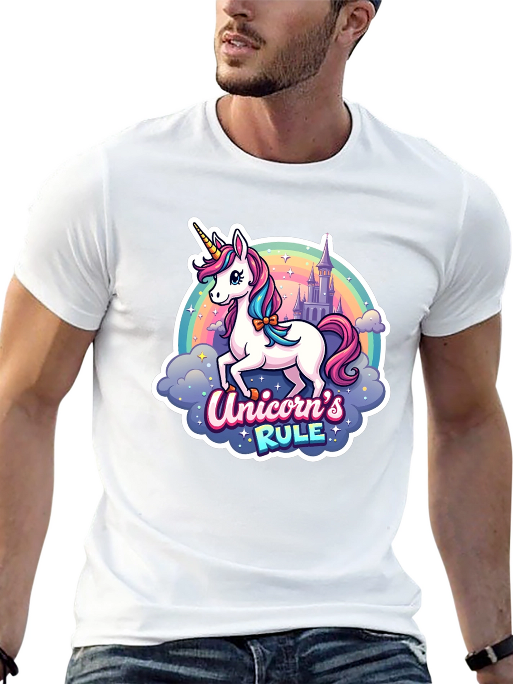 Unicorns Rule Graphic T-Shirt - Black