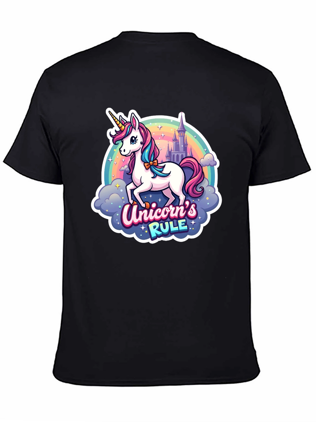 Unicorns Rule Graphic T-Shirt - Black