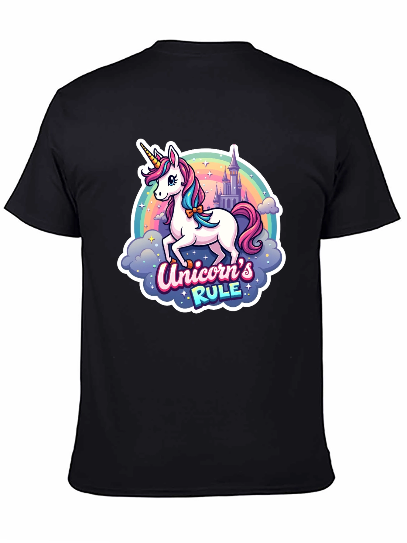 Unicorns Rule Graphic T-Shirt - Black