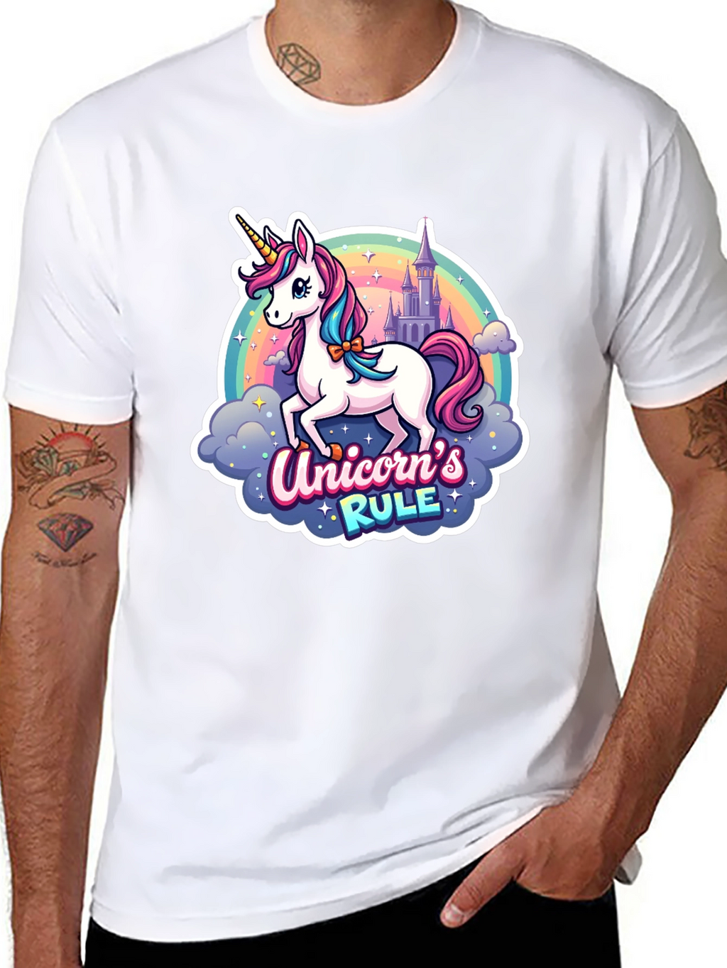 Unicorns Rule Graphic T-Shirt - Black
