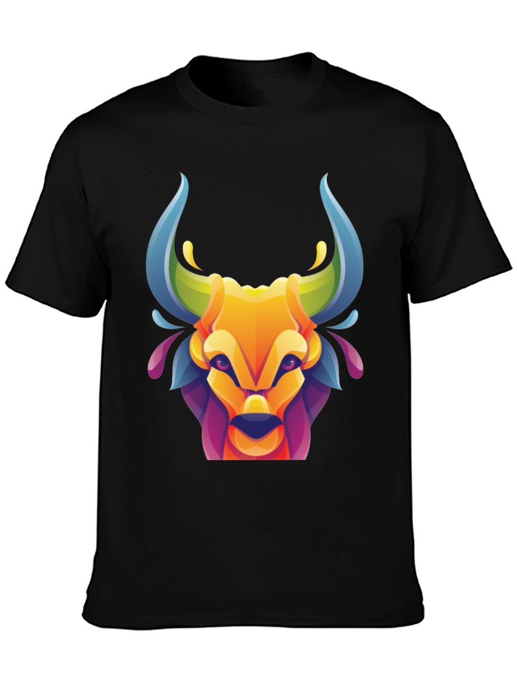 Vibrant Bull Graphic Tee - Stylish Mens Black T-Shirt