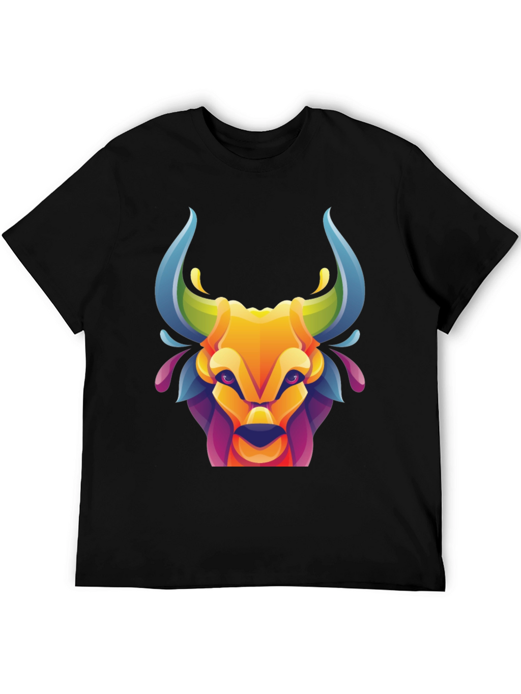 Vibrant Bull Graphic Tee - Stylish Mens Black T-Shirt