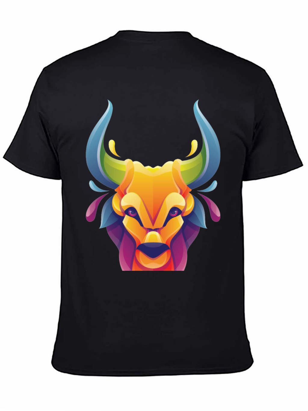 Vibrant Bull Graphic Tee - Stylish Mens Black T-Shirt