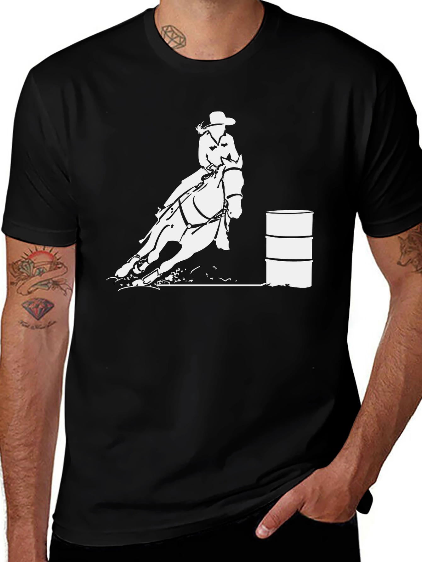 Barrel Racing Graphic Tee - Cowboy Rodeo Horse Shirt