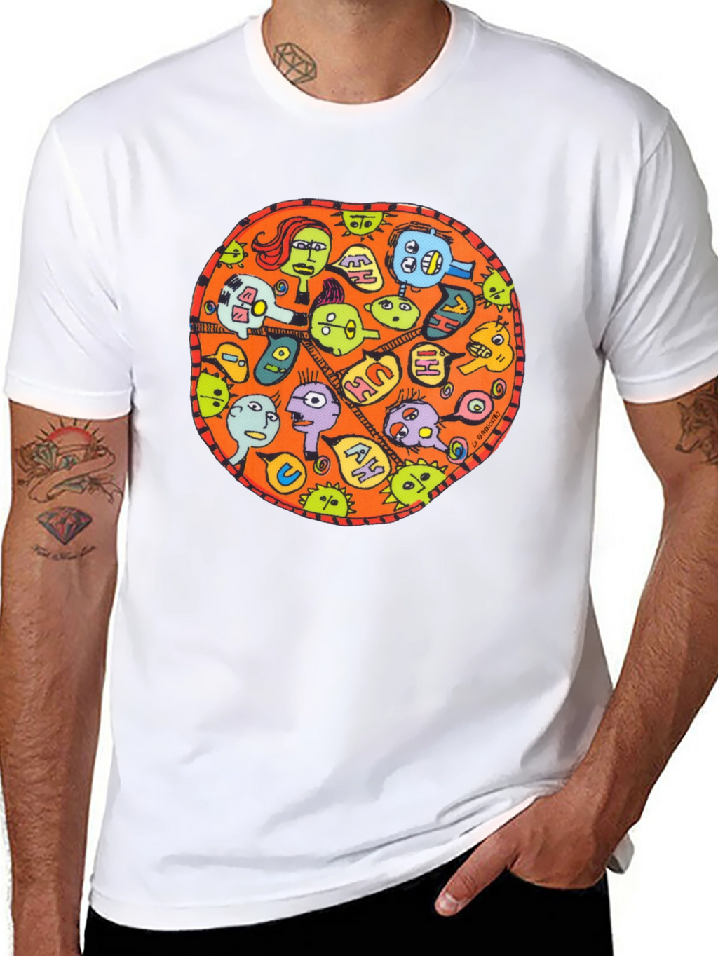 Abstract Faces Graphic Black T-Shirt
