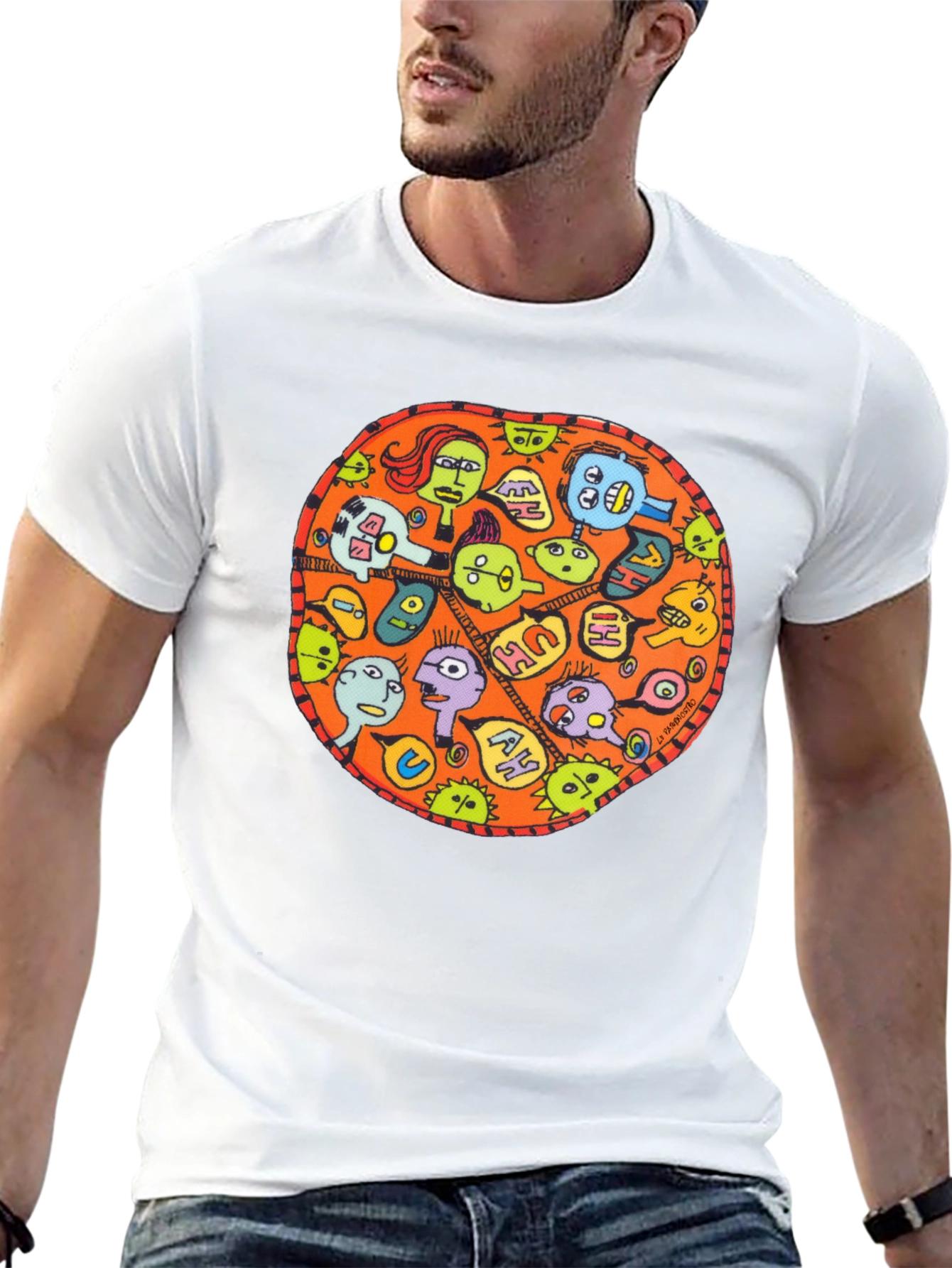Abstract Faces Graphic Black T-Shirt