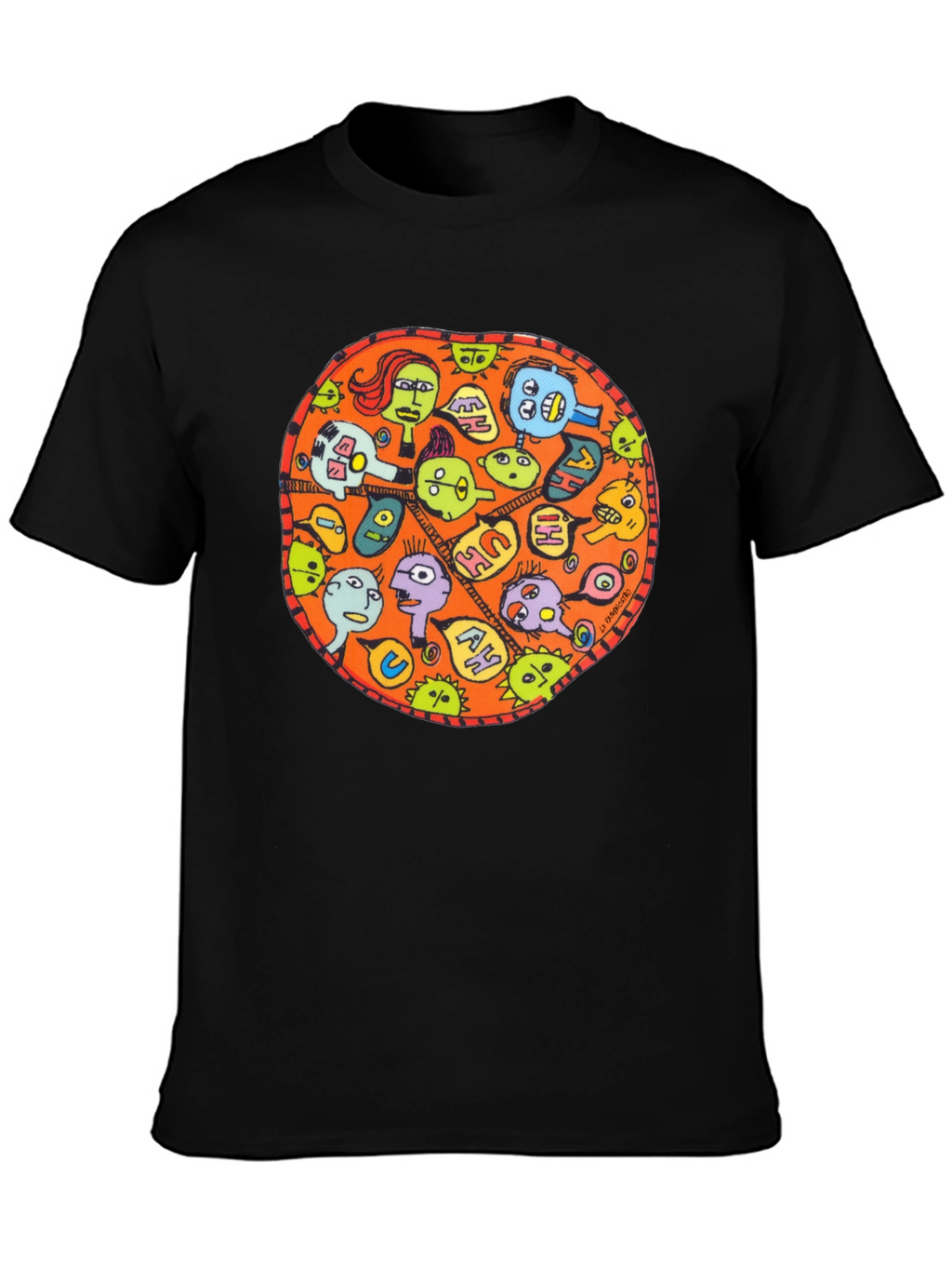 Abstract Faces Graphic Black T-Shirt