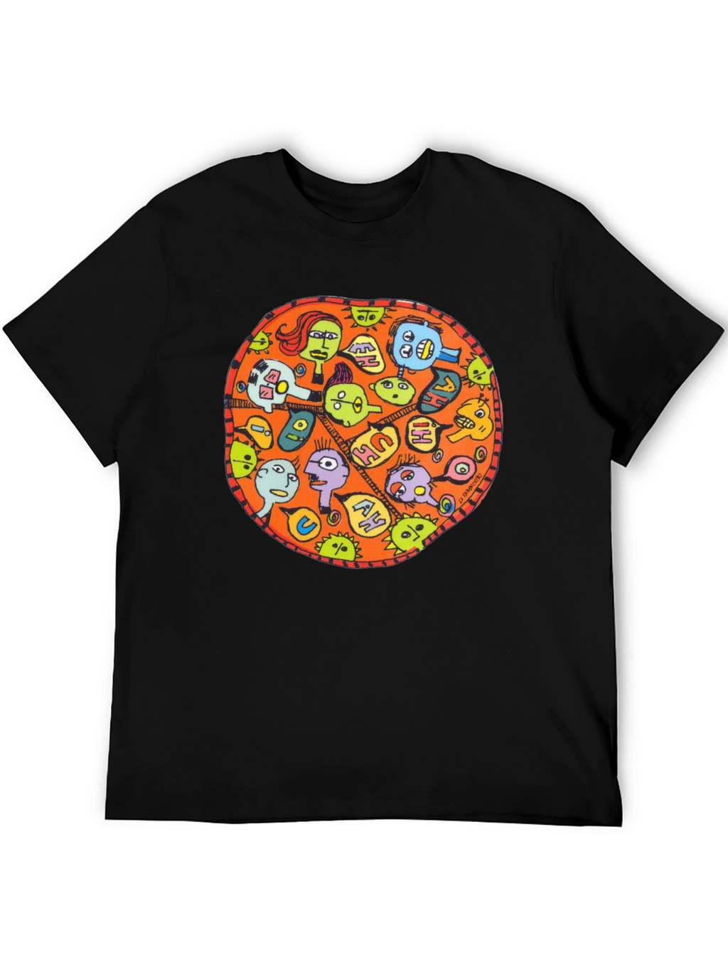 Abstract Faces Graphic Black T-Shirt