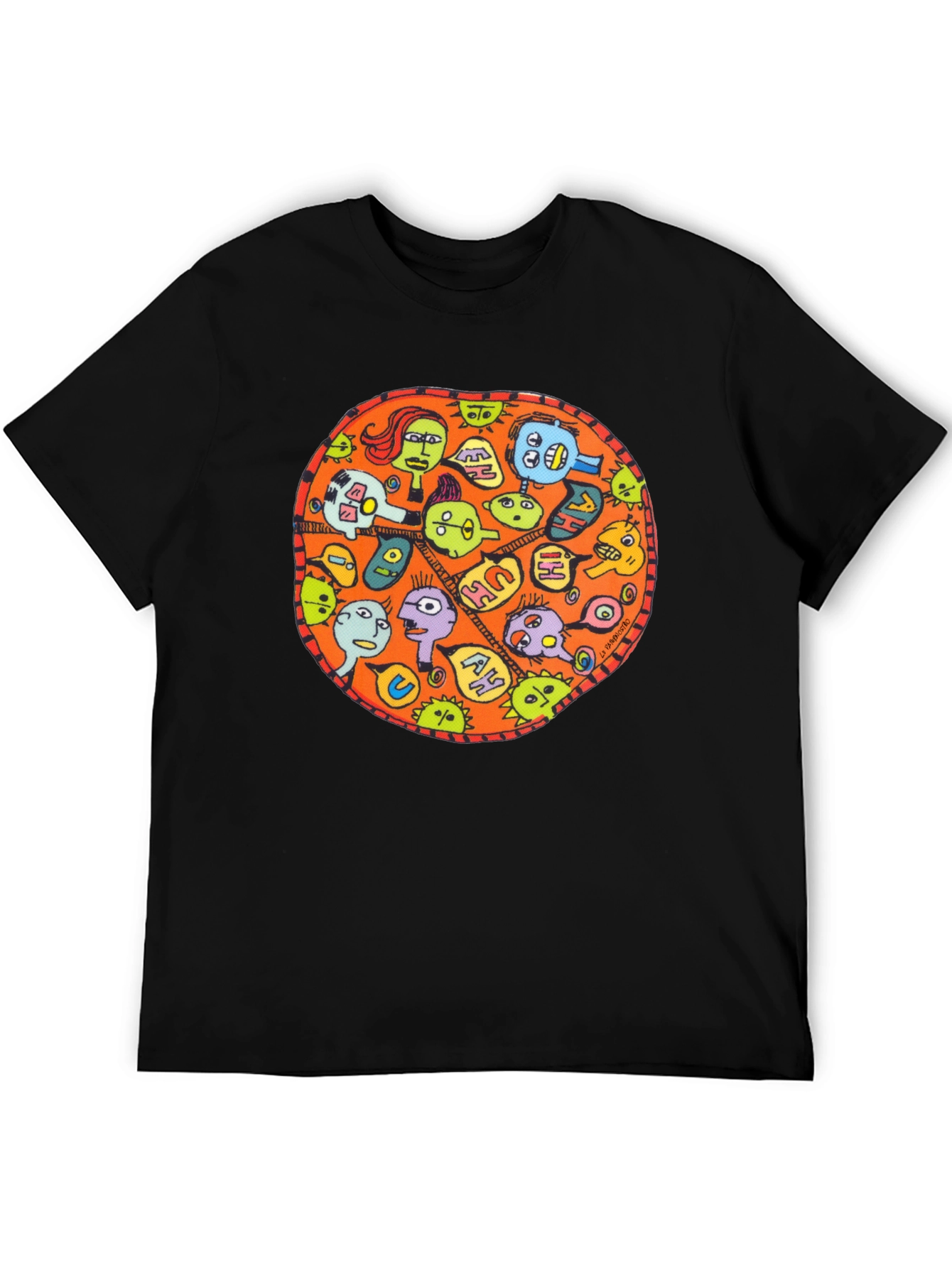 Abstract Faces Graphic Black T-Shirt
