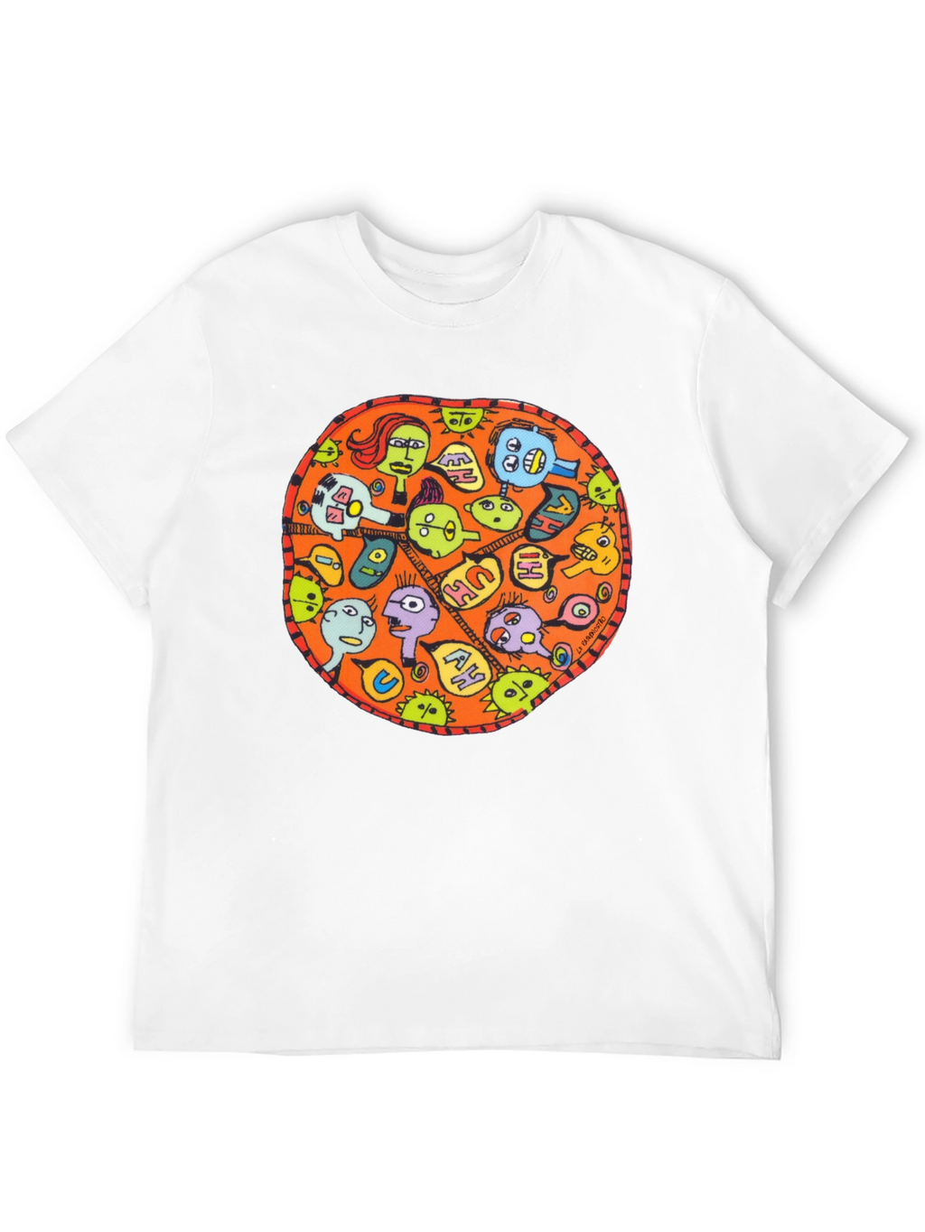Abstract Faces Graphic Black T-Shirt