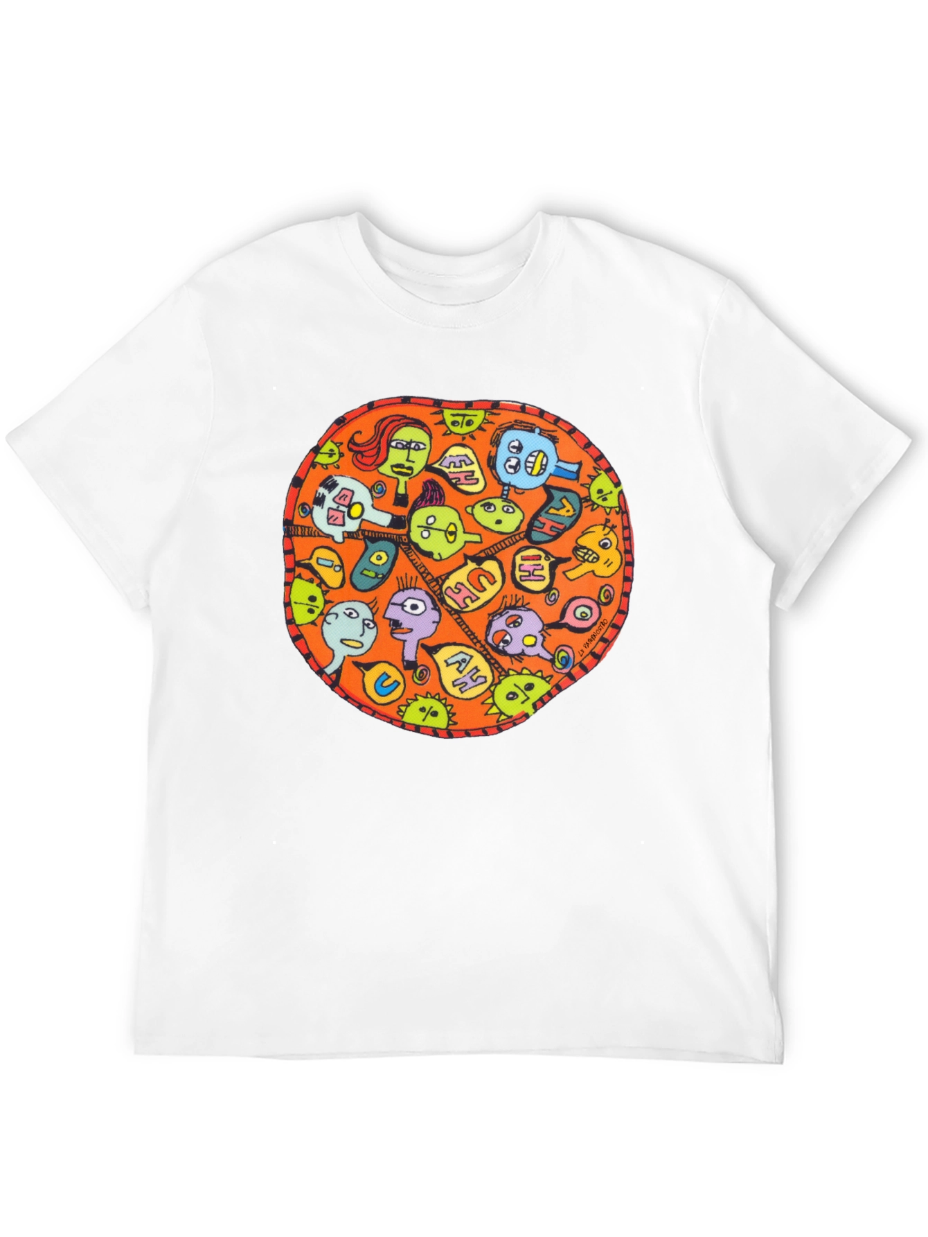 Abstract Faces Graphic Black T-Shirt