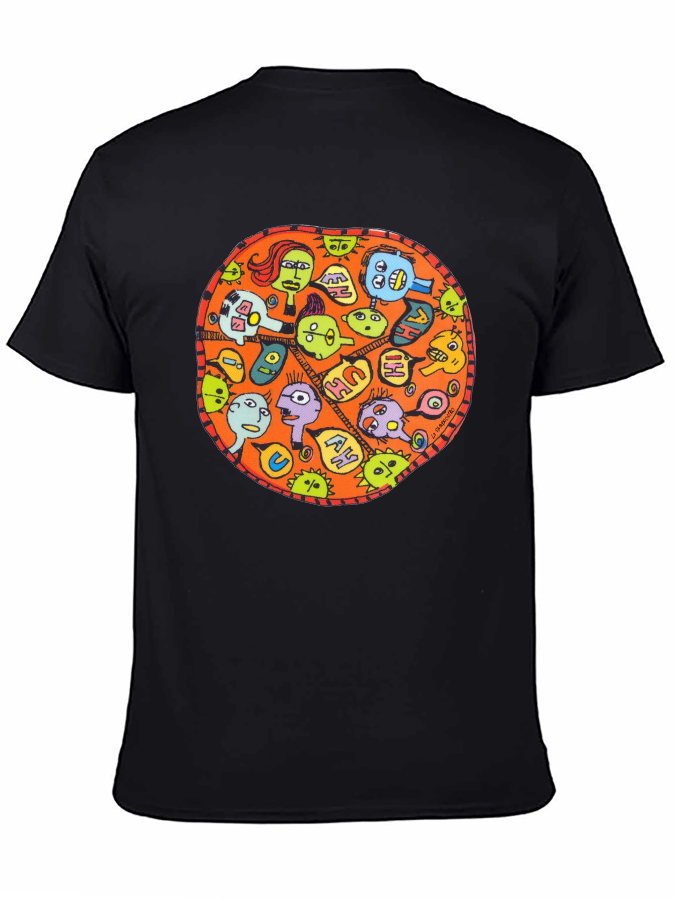 Abstract Faces Graphic Black T-Shirt