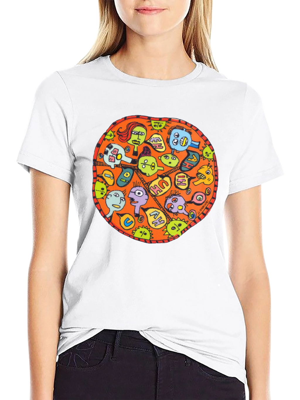 Abstract Faces Graphic Black T-Shirt