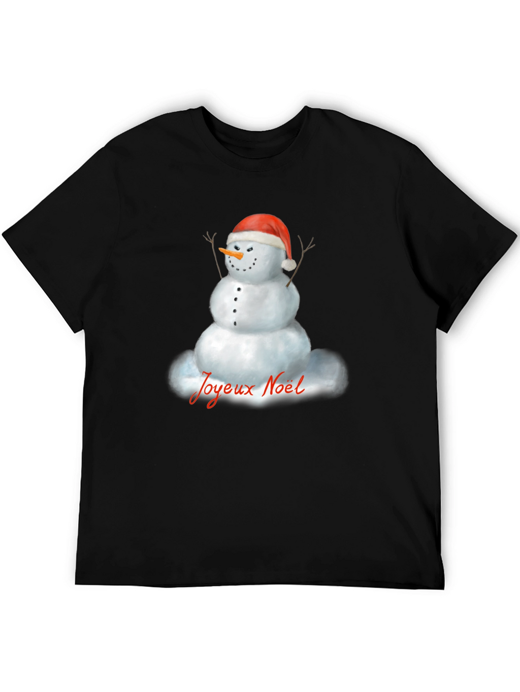 Joyeux Noel Snowman Black T-Shirt