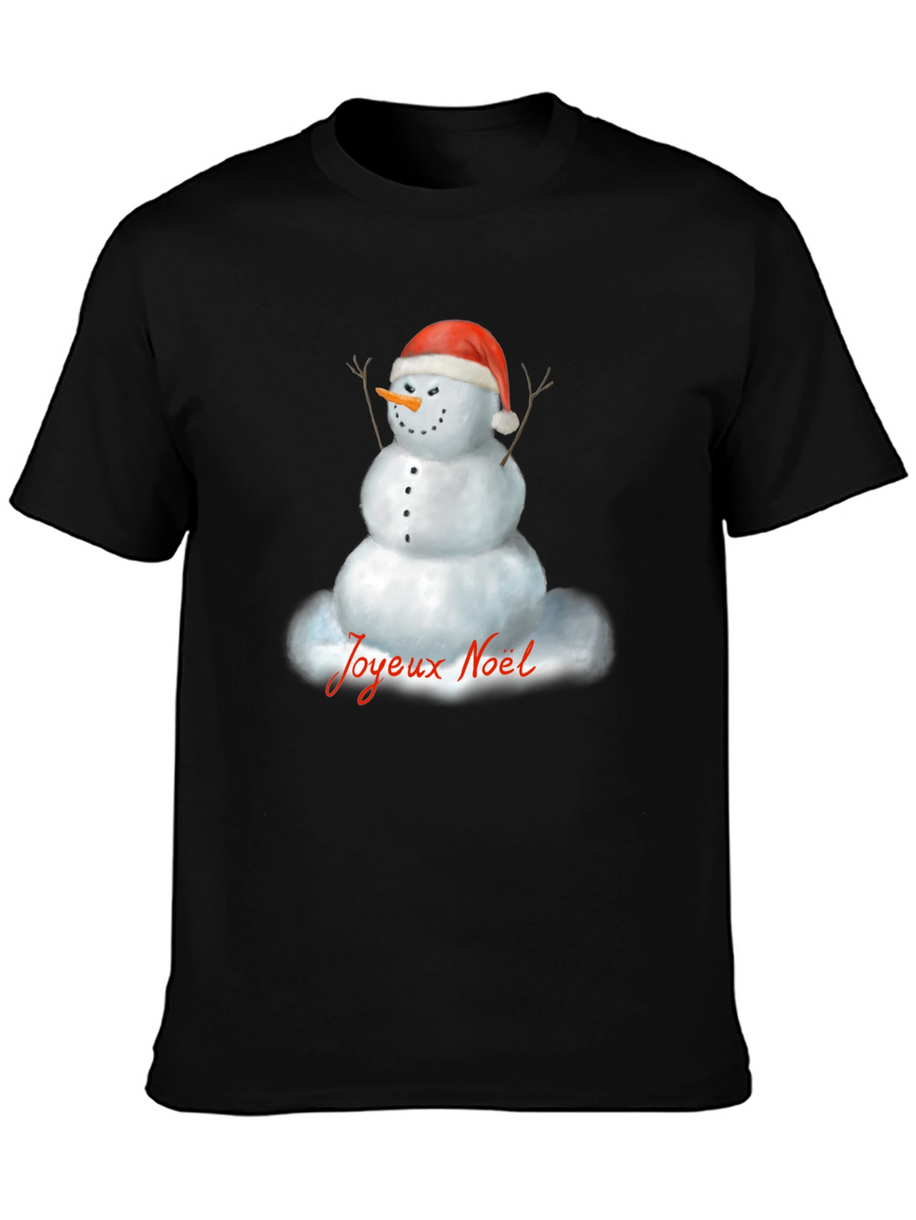Joyeux Noel Snowman Black T-Shirt