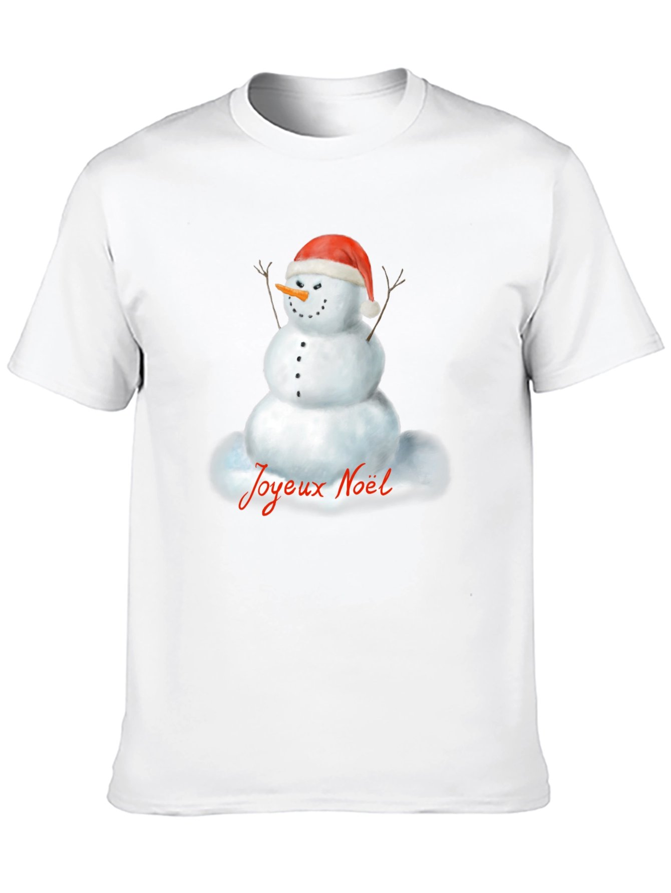 Joyeux Noel Snowman Black T-Shirt
