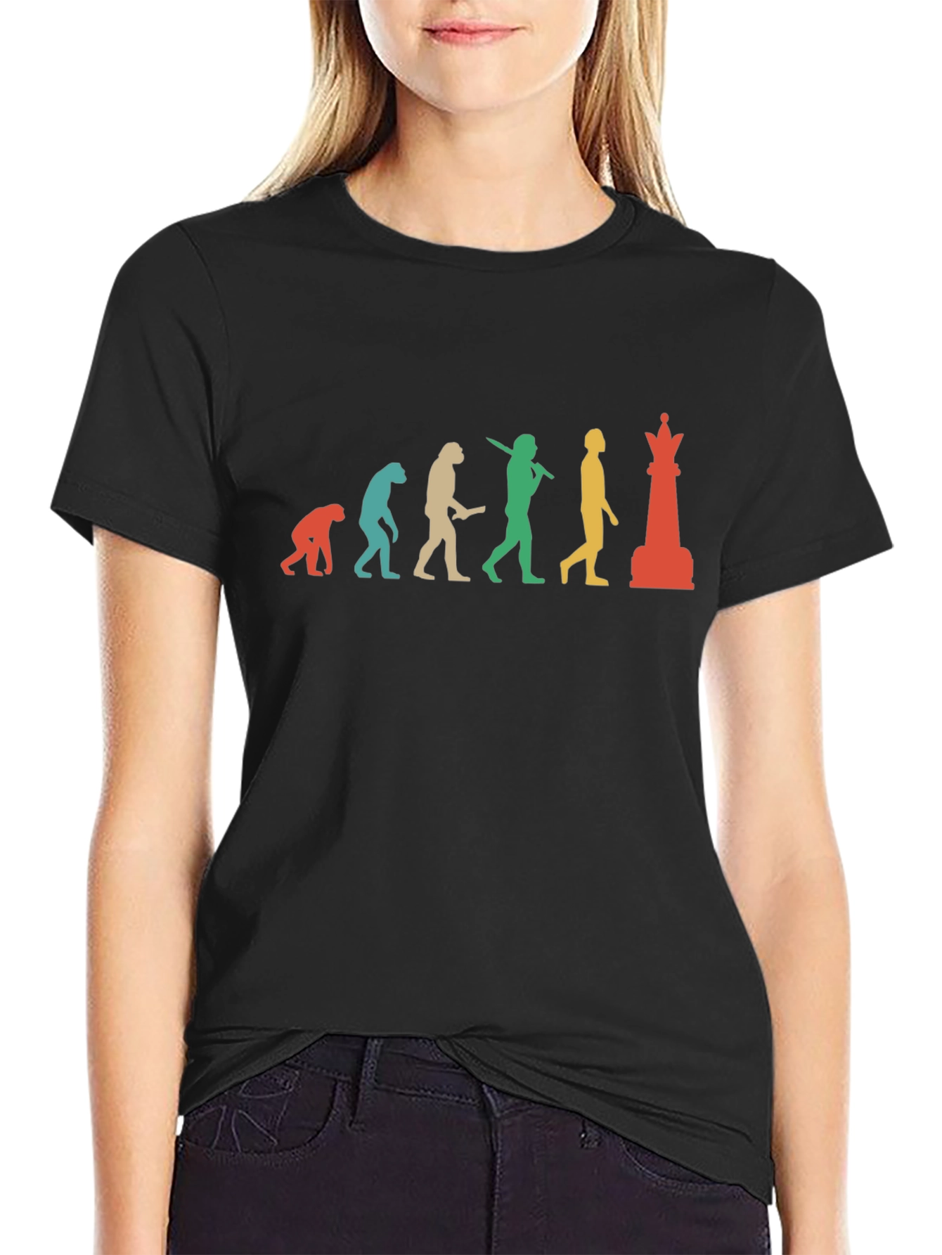 Chess Evolution Graphic Tee - Black Cotton T-Shirt